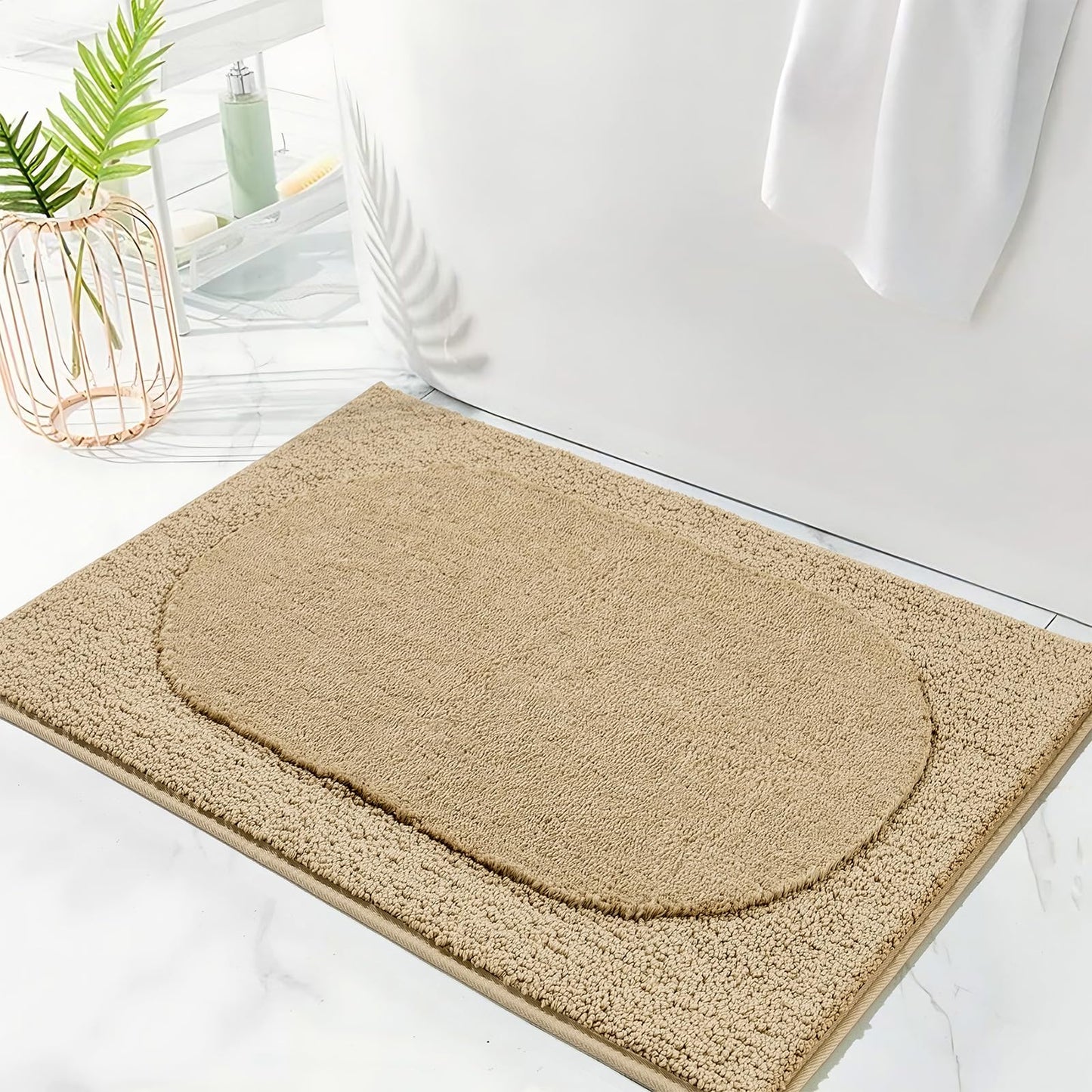DEXDE Bathroom Rugs Non-Slip Mat for Bathroom Floor Shower,24x16 Beige | Thick Soft Absorbent Bath Mat, Quick Dry Microfiber Rug, Machine Washable Shower Floor Bathroom Mat Home Decor Accessories BST220