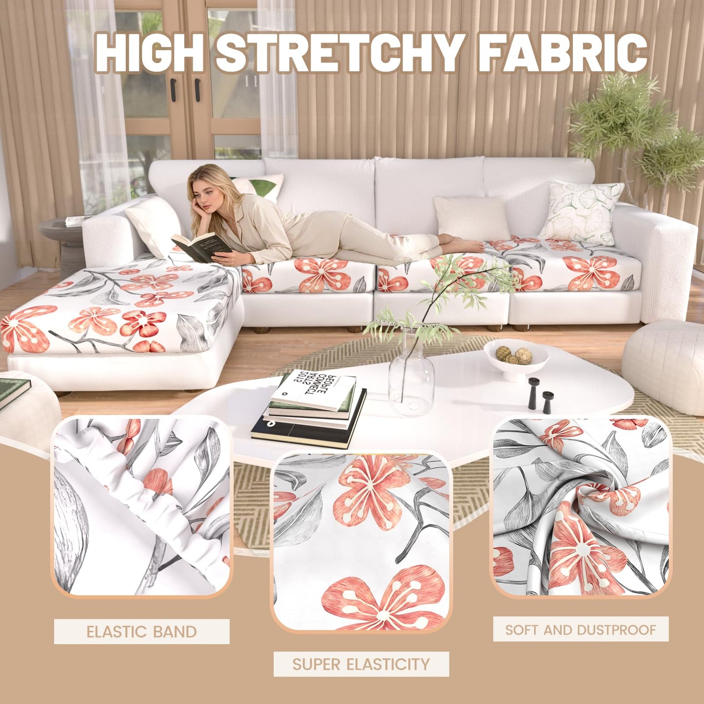Stretch Couch Cushion Covers for Individual Sofa Seat Cushion,Washable Slipcover for Chair Loveseat Sofa,Furniture Protector Cushion Sofa Cover(Backrest or Seat) BST326H