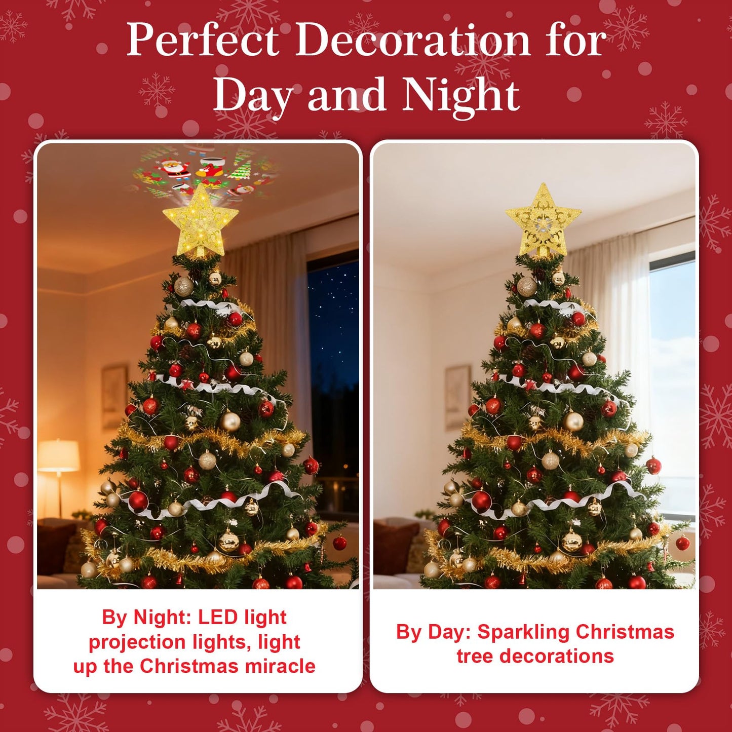 Christmas Tree Topper with Built-in 360° LED Rotating Projector N31
