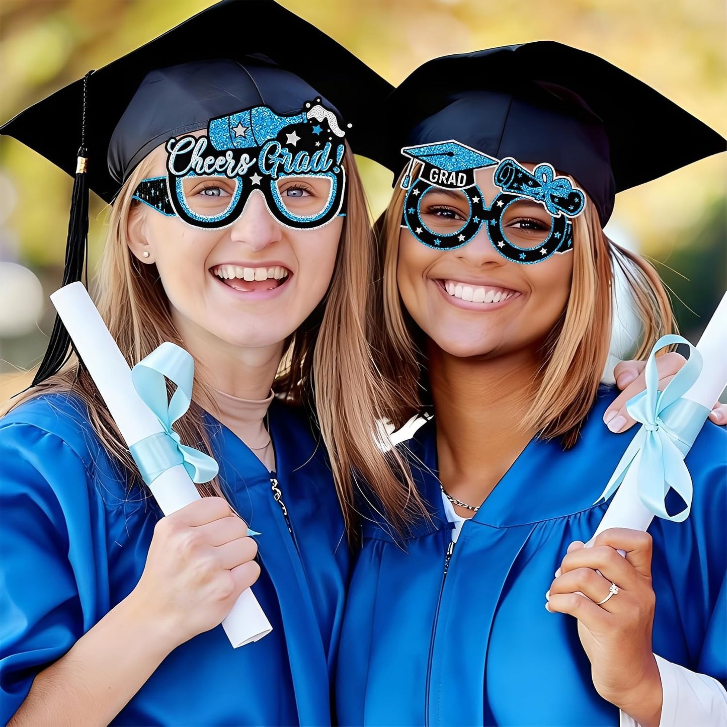 2026 Graduation Party Decorations Glasses, 12 Pcs Class of 2026 Grad Party Eyeglasses Photo Props, Graduation Photo Booth Props for Women Men College Graduation Favors Supplies (Blue) BST326L