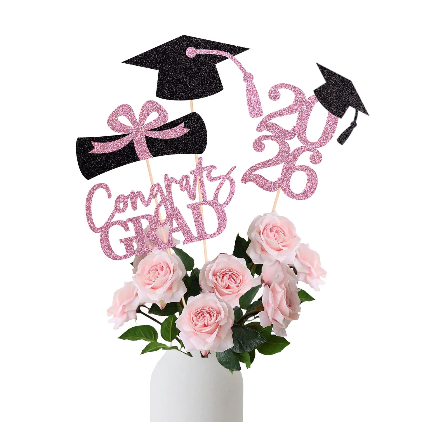 Graduation Centerpieces Class of 2026, 16 PCS Red Blue Double-Sided Table Toppers, Congrats Grad Party Decorations Supplies (Set of 4 Designs) WN420