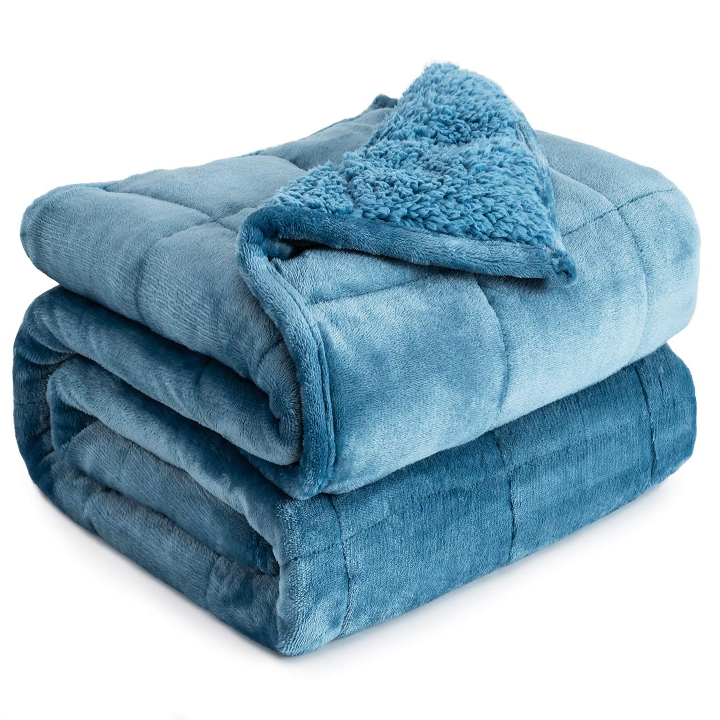 Cottonblue Sherpa Fleece Weighted Blanket for Adults 15 lbs 48x72in Soft | Cozy Flannel Weighted Throw Blankets Full Size for Calming Sleeping Relaxing, Warm Fuzzy Bed Sofa Heavy Blanket Washable,Grey BST202