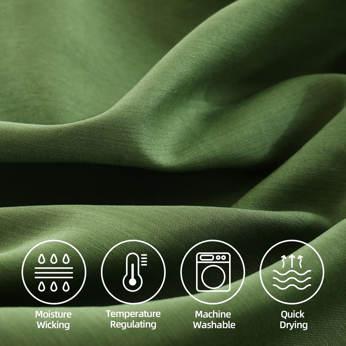4 Piece Twin Size Sheet - Cooling Bed Sheets Set, Blend Rayon Derived from Bamboo, Breathable Soft Hotel Luxury Bedding & Pillowcases, Silky Fit 16 inch Extra Deep Pocket, Oeko-Tex - Olive Green BST326H