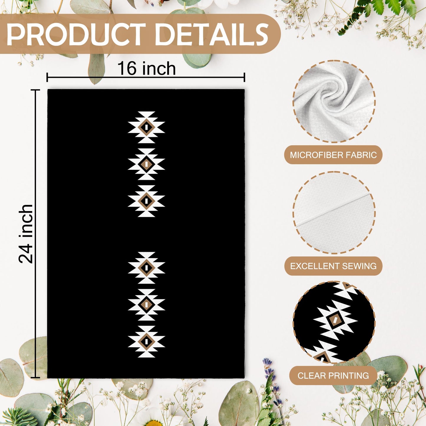 Western Boho Kitchen Towels, Southwestern Southwest Aztec Western Native American Bathroom Kitchen Decor, Western Cream Beige Neutral Decor Dish Hand Tea Towels for Bathroom Kitchen,16x24Inch BST326L