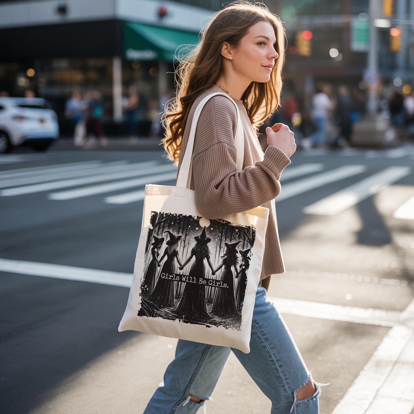 Aesthetic Canvas Tote Bag for Women with Inner Pocket – Cotton Cloth Totes Bag with Pattern BST326H