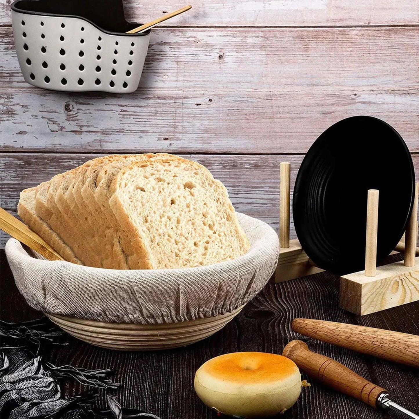 3 Pack Banneton Liner Reusable Banneton Bread Proofing Basket Liners Non-Stick Dough Cloth Cover for Bread Banneton Basket Round Oval Sourdough Proofing Bowls Rattan Sourdough Rising Baskets BST326L
