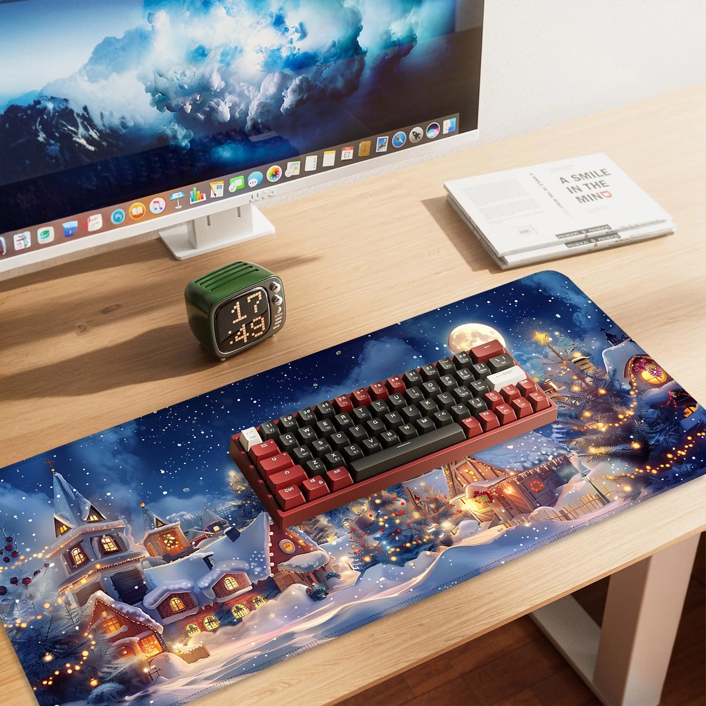 Mouse Pad Gaming Mousepad 31.5 x 11.8in Large Mouse Pad for Keyboard and Mouse with Anti-Slip Rubber Base, Keyboard Pad XL Mouse Mat for Home and Office,Snowy Forest WN420