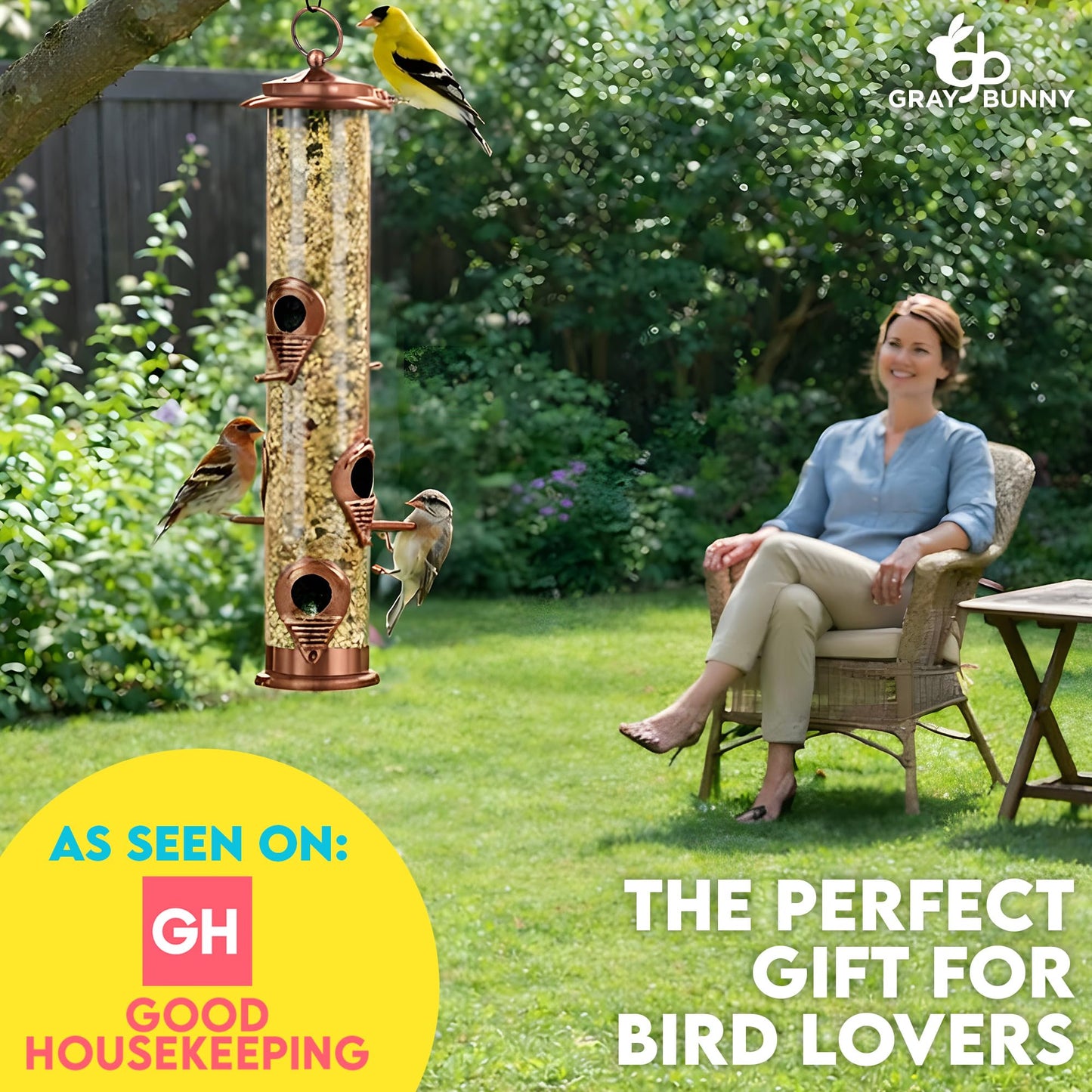 Bird Feeders for Outdoors (Green) Squirrel Proof Hanging Bird Feeder with Locking Lid & Adjustable Hanger RD12