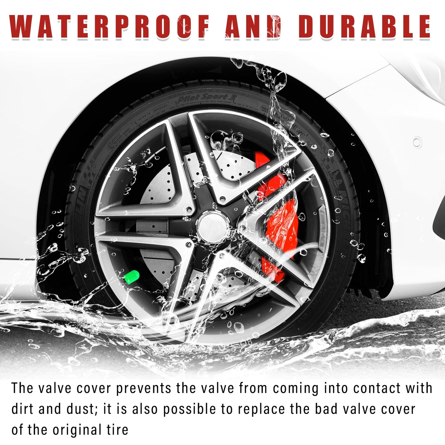 Ziciner 25 PCS Tire Valve Stem Caps, Plastic Car Tyre Valve Cap with O Rubber Seal, Dustproof Airtight Seal Wheel Stem Covers, Universal Accessories for Cars, SUVs, Bicycles,Trucks (Red) WN420