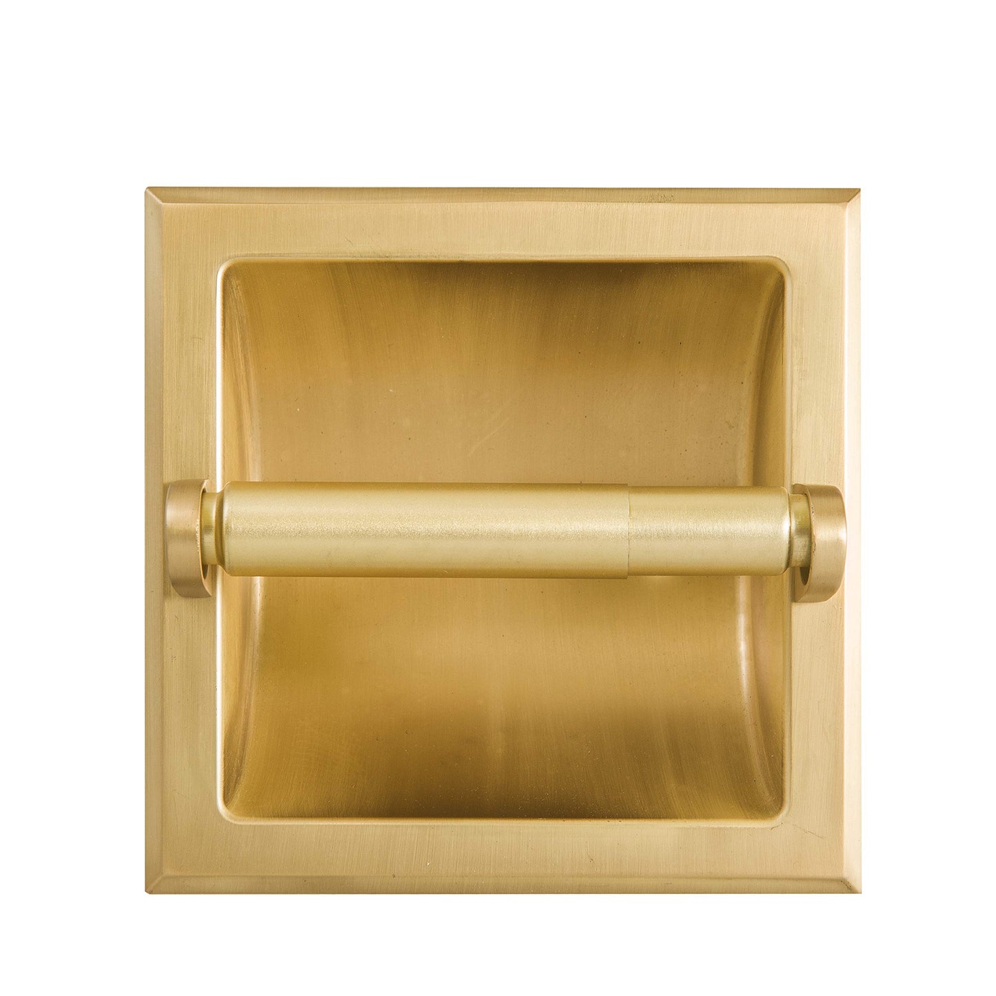 SENTO Recessed Gold Toilet Paper Holder, Wall Mounted Heavy Duty Metal Toilet Paper Roll Holder with Rear Mounting Bracket, in Wall, Easy Installation, Satin Brass BST220