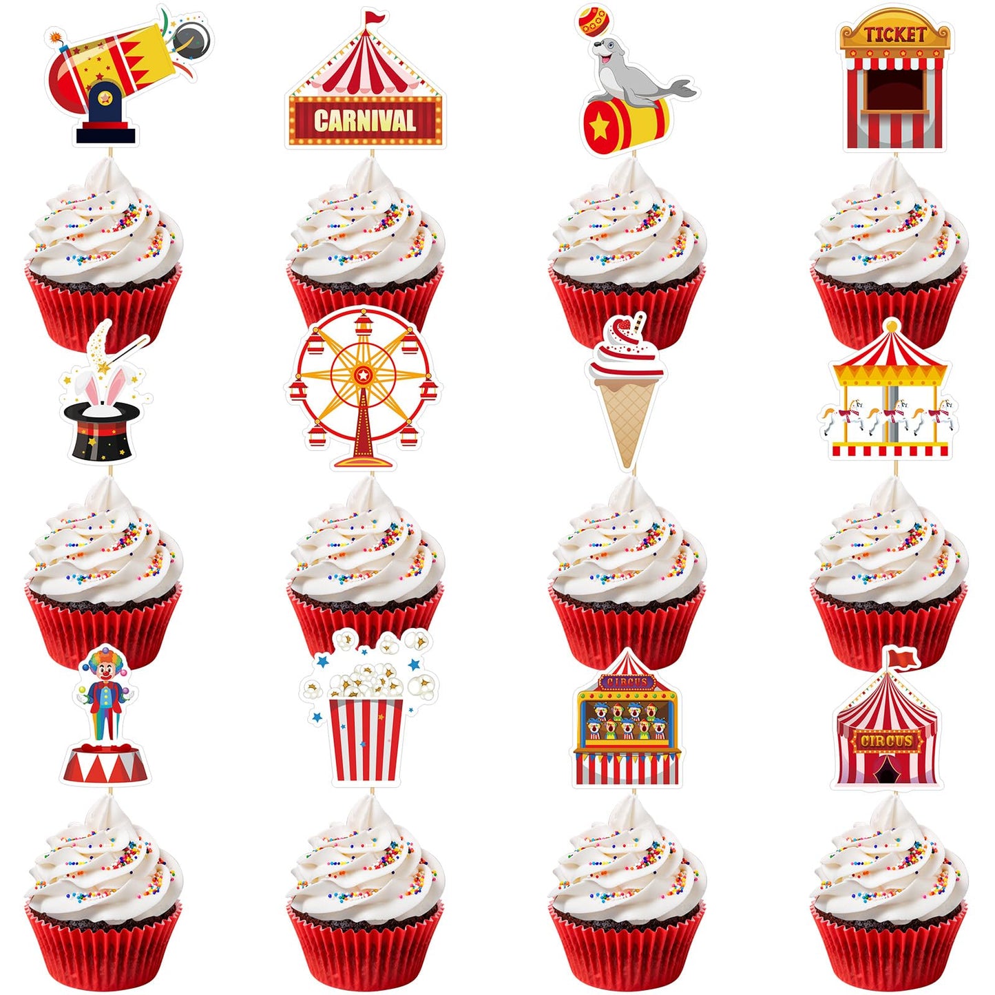 48 Pack Casino Cupcake Toppers Glitter Poker Chips Dices Mini Slot Machine Cupcake Picks for Las Vegas Casino Night Theme Birthday Party Baby Shower Decoration Supplies BST220