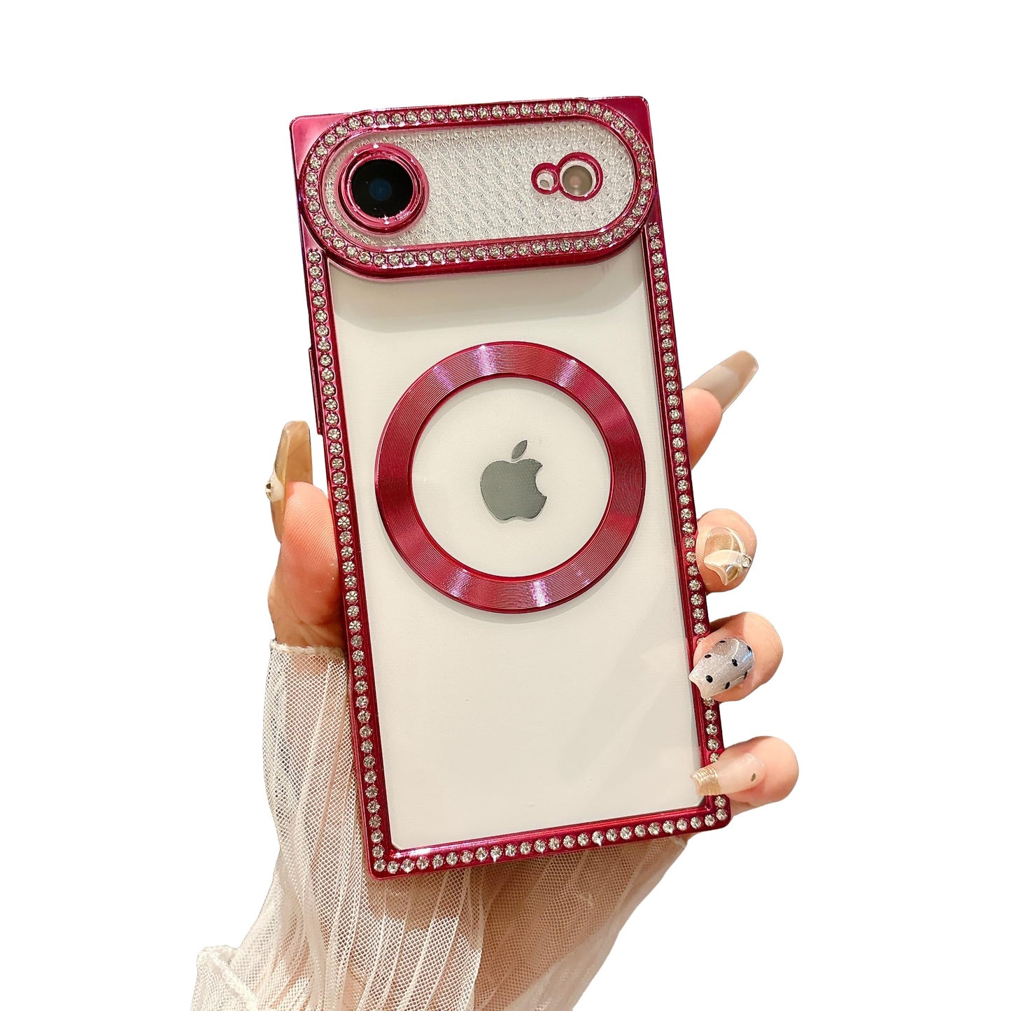 Owncase Magnetic for iPhone 13 Pro Case, Compatible with Magsafe, Crystal Diamonds Glitter Electroplated Edge Soft TPU Clear Phone Case for Women Girls, Gold WN420