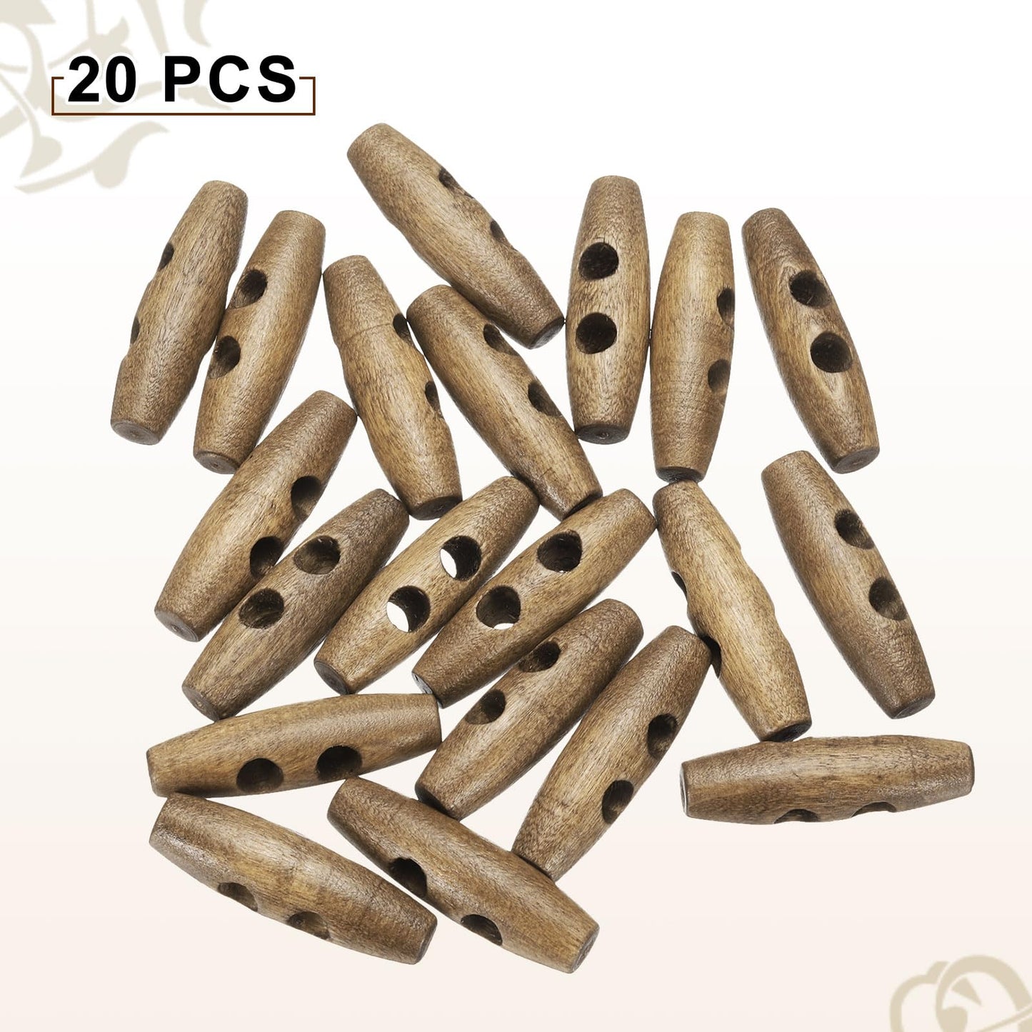 HARFINGTON 60mm / 2.4" Wooden Toggle Buttons 20pcs 2-Hole, Maroon | Wood Olive Sewing Buttons Horn Oval Buttons Sewing Accessories for Coat Sweaters Clothing DIY Craft BST326L