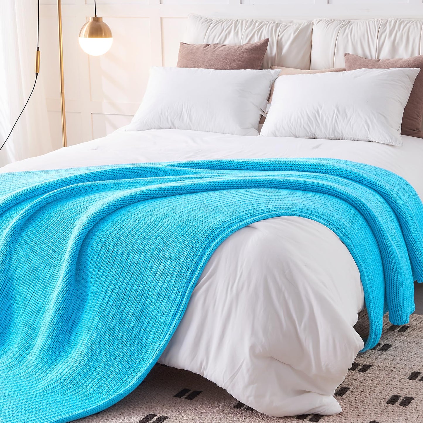 L'AGRATY Knitted Weighted Blanket - 48"x72" 12lbs Cooling Chunky Knit Heavy Blanket for Adults Braided Crochet Throw Thick Cable Yarn Knit Decorative No Beads Evenly Weighted Machine Washable | No Beads Evenly Weighted Machine Washable Chunky Braided Croc