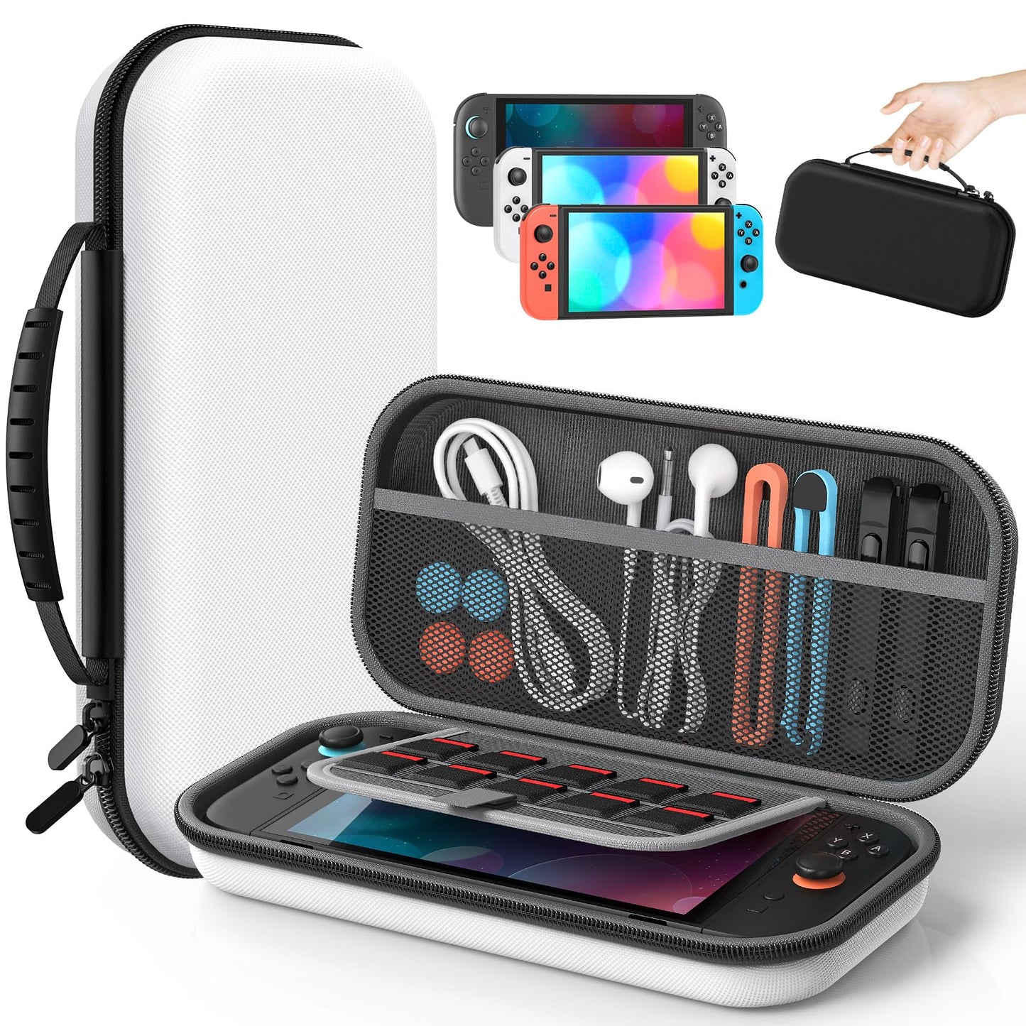 Klipdasse Switch 2 Carry Case for Nintendo Switch 2/1/OLED, Hard Shell with Soft Lining, 10 Game Card Slots, Silicone Handle, for Switch 2 Slim Case 2025 (Blue) WN420