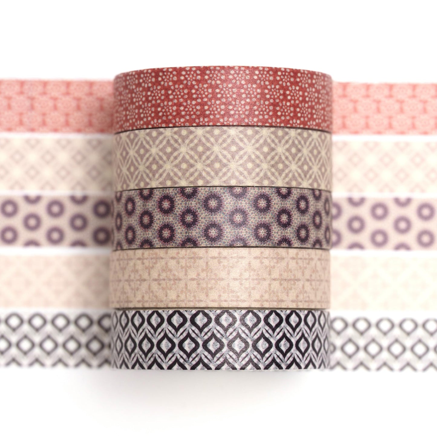 Fantasy Washi Tape Set - 5 Rolls Texture Arts Adhesive Tapes Basic Patterns Decorative Masking Tape Sets for Craft, Kids, Scrapbook, DIY, Gift Wrapping (10-Modern Mosaic) BST220