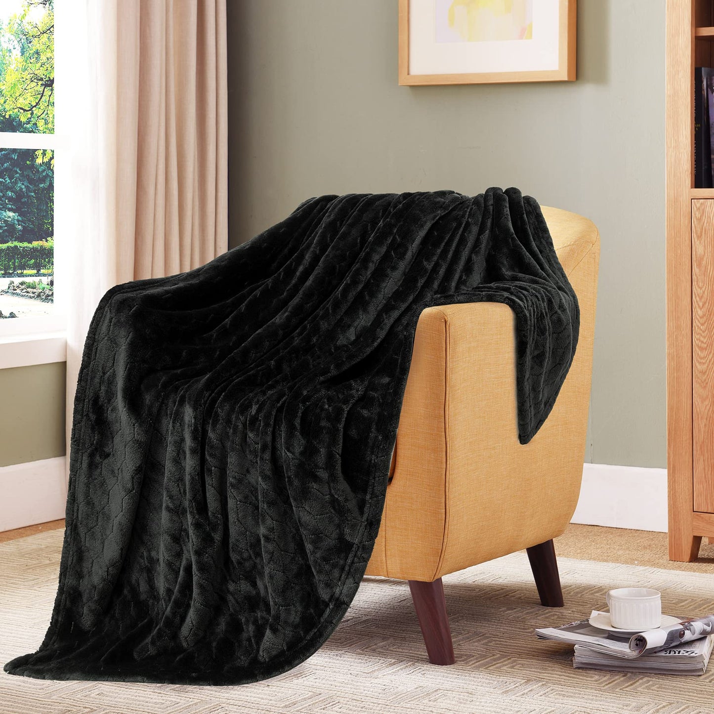 TOONOW Fleece Blanket Super Soft Cozy Throw Blanket 50" x 60", Lightweight Fuzzy Comfy Textured Flannel Blanket Warm Plush Throw Blankets for Couch, Sofa, Bed, Emerald WN420