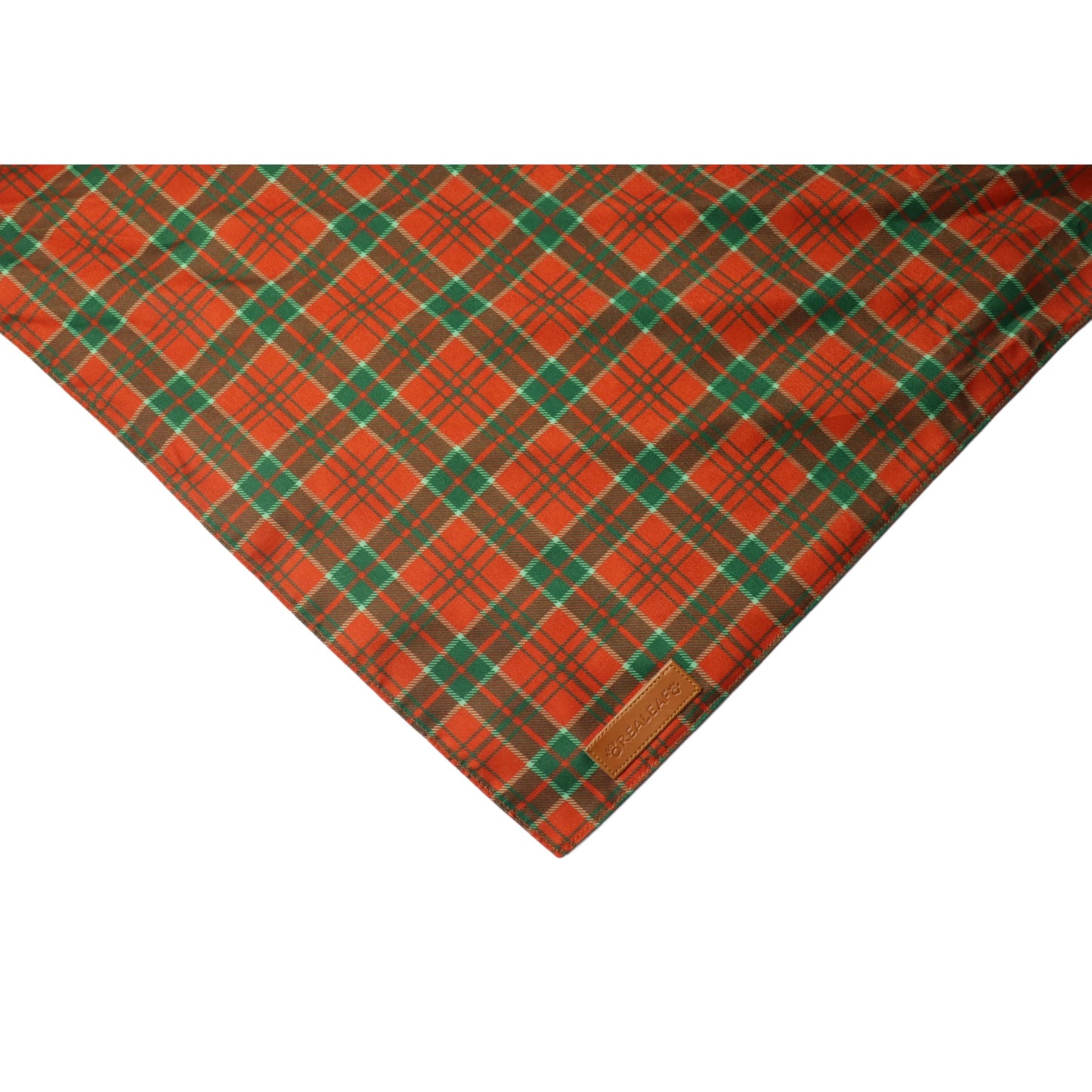 Realeaf Fall Thanksgiving Dog Bandanas 2 Pack, Orange Plaid Pet Scarf for Boy and Girl, Premium Durable Fabric, Holiday Halloween Bandana for Large and Extra Large Dogs (X-Large) WN420