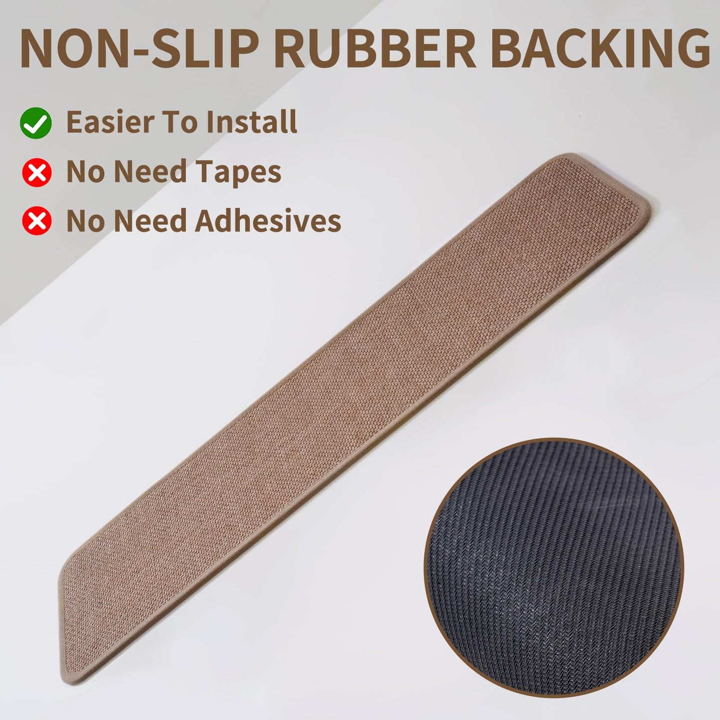 YDKGL Stair Treads Non Slip Indoor 4PCS, Rubber Backing Stair Runner Rugs for Wooden Steps, Residue Free Stair Carpet Treads for Kids Elders and Pets, Machine Washable Stair Mats, Gray, 8" x 30" WN420