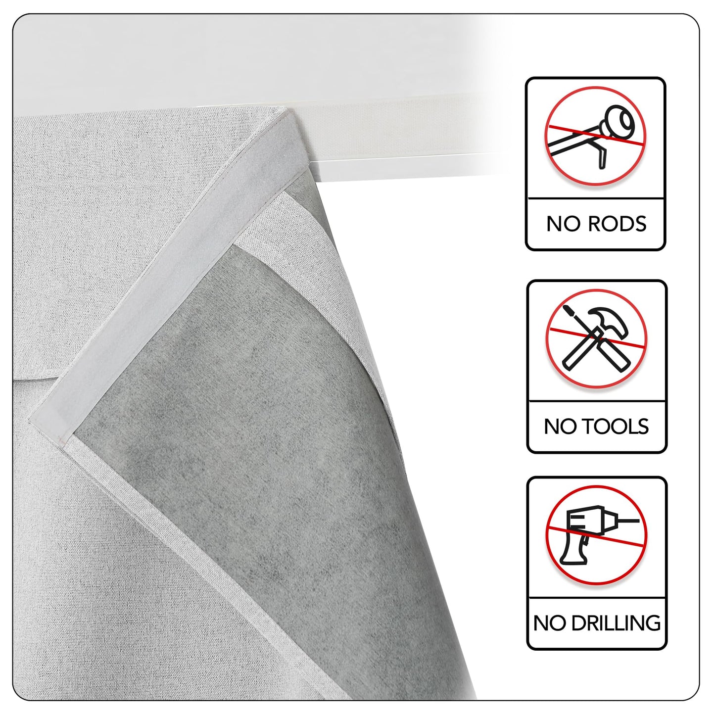 RYB HOME Grey Classroom Door Linen Curtain for Small Window, 100% Blackout Shades Lightweight for French Door Window, W 8 x L 36 Room Darkening Privacy Curtains Tie up Shade, 1 Panel BST220