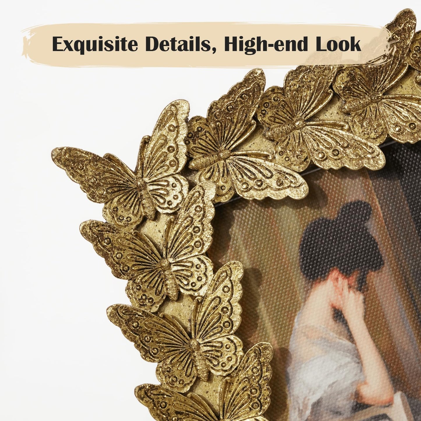 5x7 Wedding Picture Frame Gold,2 Pack Small Frame for Gallery Decor | Durable Resin Material,Tabletop & Wall Display,Real Glass,Rose Floral Design,Antique Brass Finish,Wedding Arrangement Decor BST326H