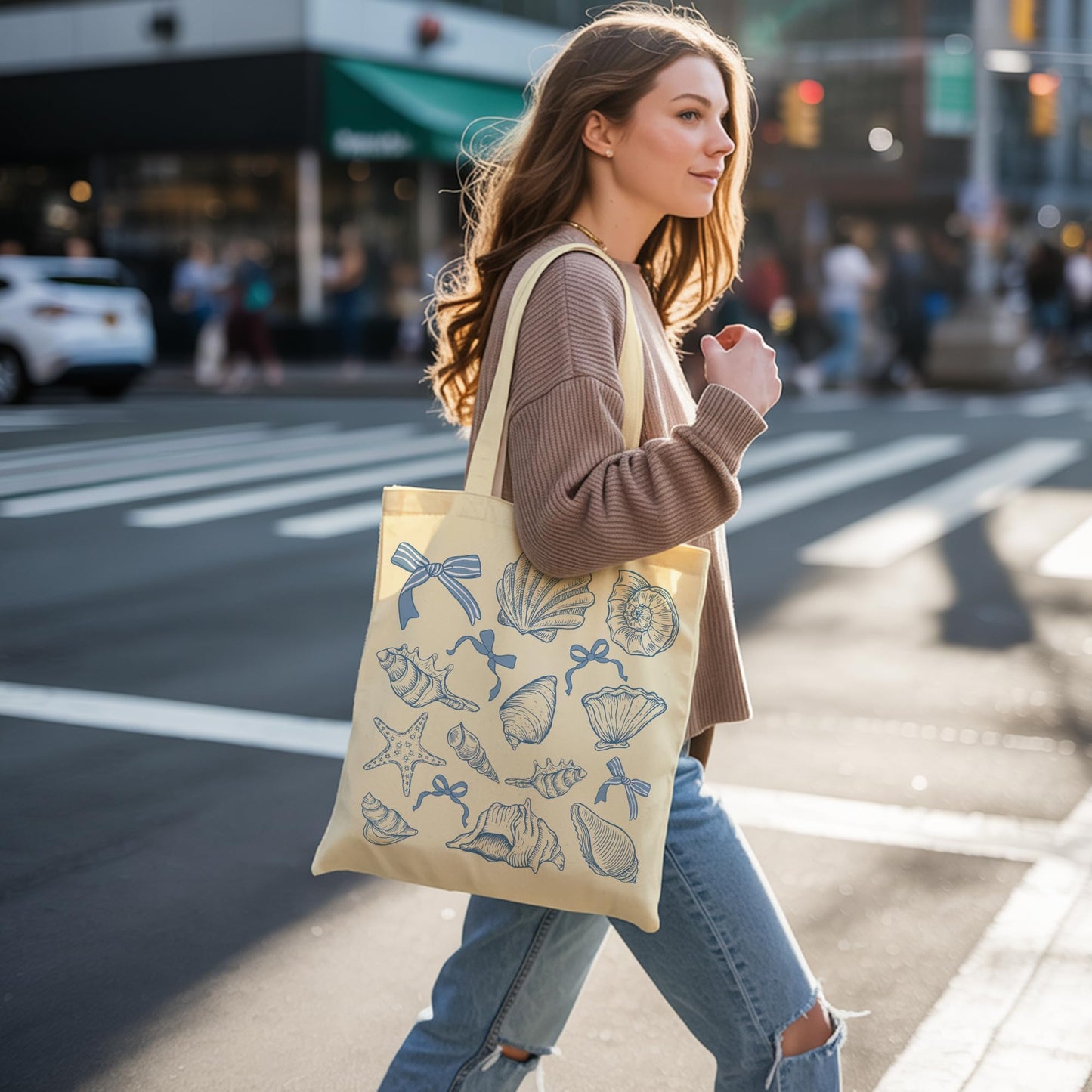 Aesthetic Canvas Tote Bag for Women with Inner Pocket – Cotton Cloth Totes Bag with Pattern BST326H