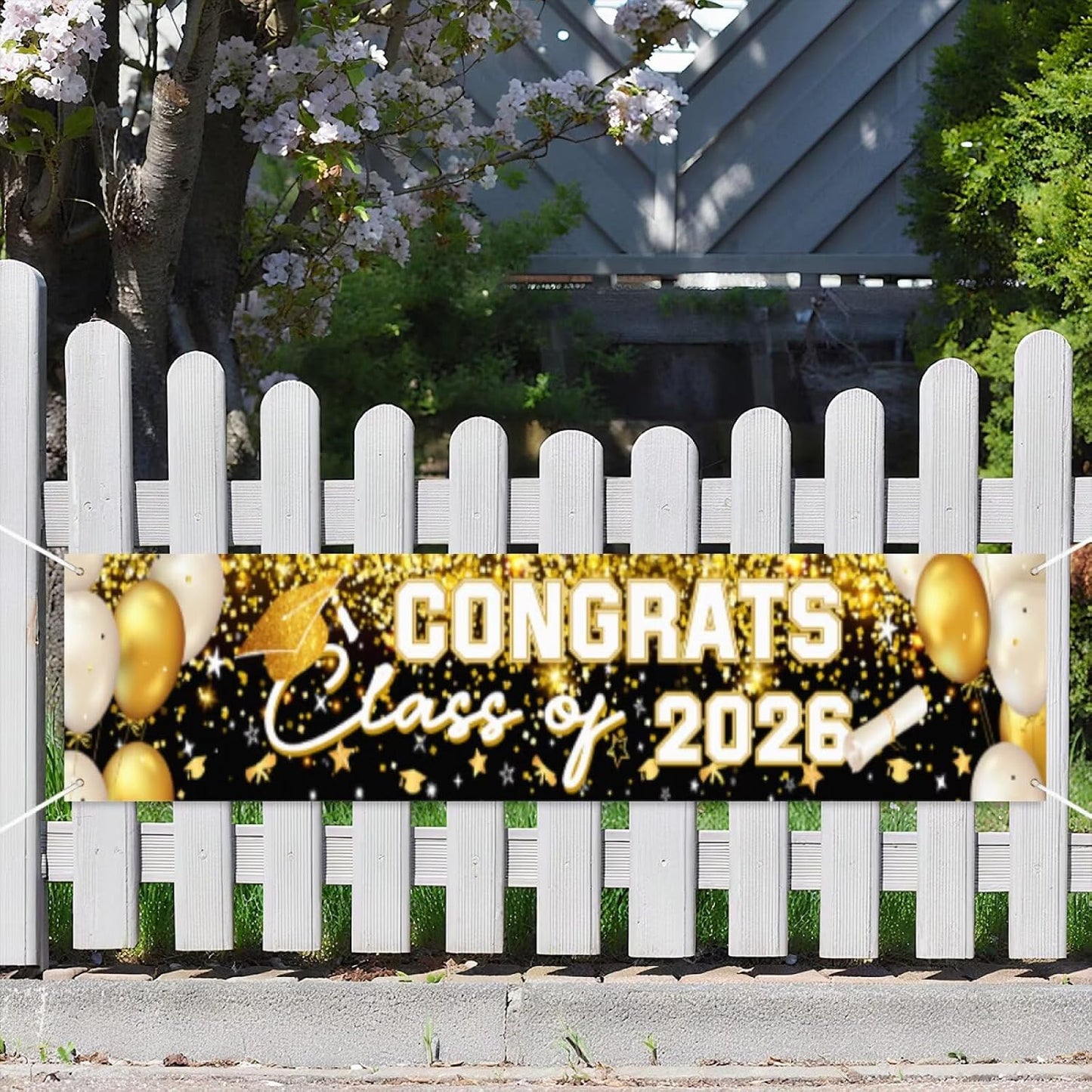 Graduation Decorations 2026 Grad Banner Backdrop Class of 2026 Graduation Party Supplies Gold BST202