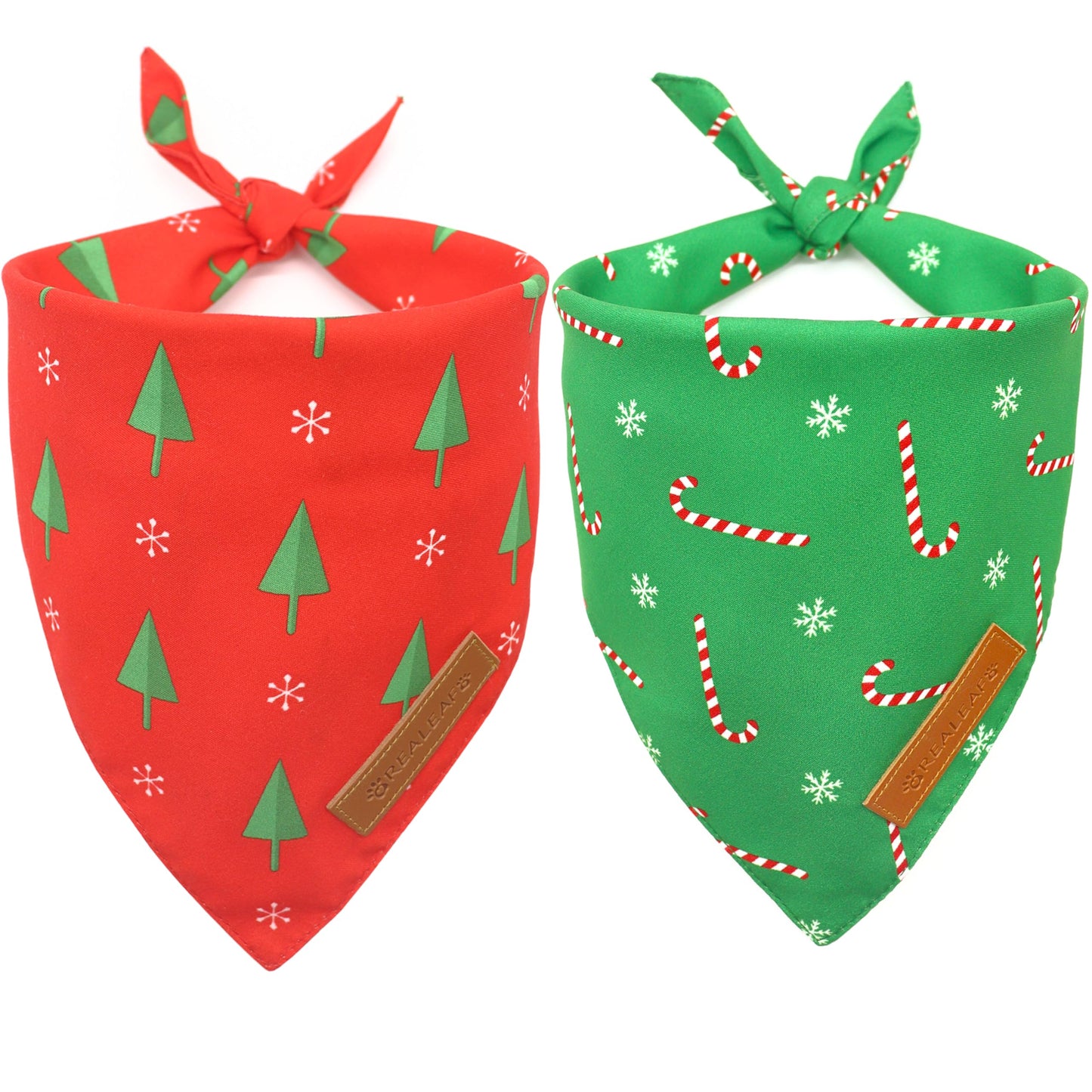 Realeaf Fall Thanksgiving Dog Bandanas 2 Pack, Orange Plaid Pet Scarf for Boy and Girl, Premium Durable Fabric, Holiday Halloween Bandana for Large and Extra Large Dogs (X-Large) WN420