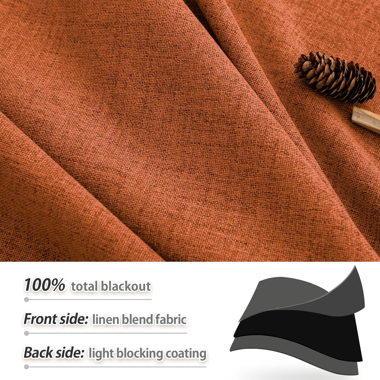 PANGSINNE Short Curtains for Windows Bathroom, 100% Blackout Linen Boho Back Tab Pleated Cafe Curtains for Kitchen Bedroom, 54 Inch Length 2 Panels Set, Dusty Blue BST326H