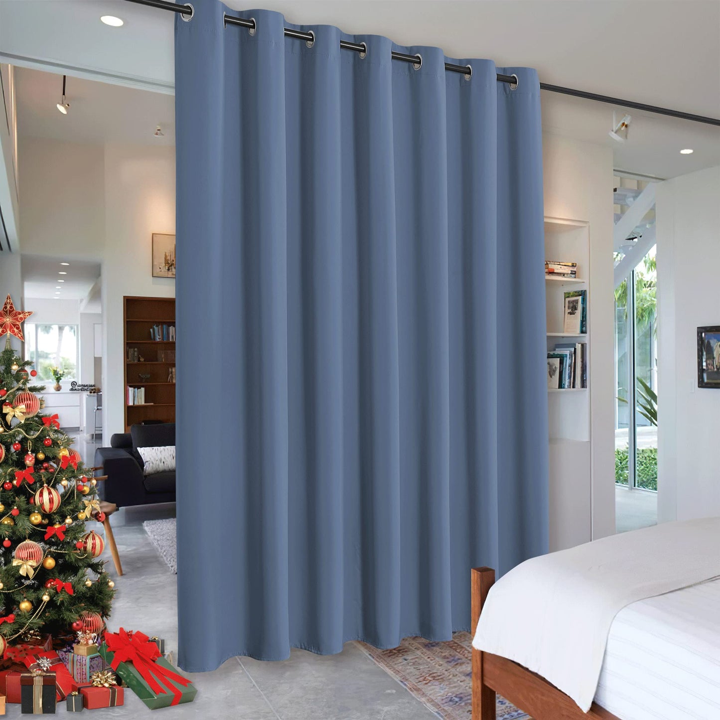 RYB HOME Room Divider Curtains Thermal Insulated Noise Reduce Privacy Window Curtains for Kids Bedroom Nursery Laundry Room Partitions, Wide 150 inches x Long 96 inches, Teal, 1 Panel BST220