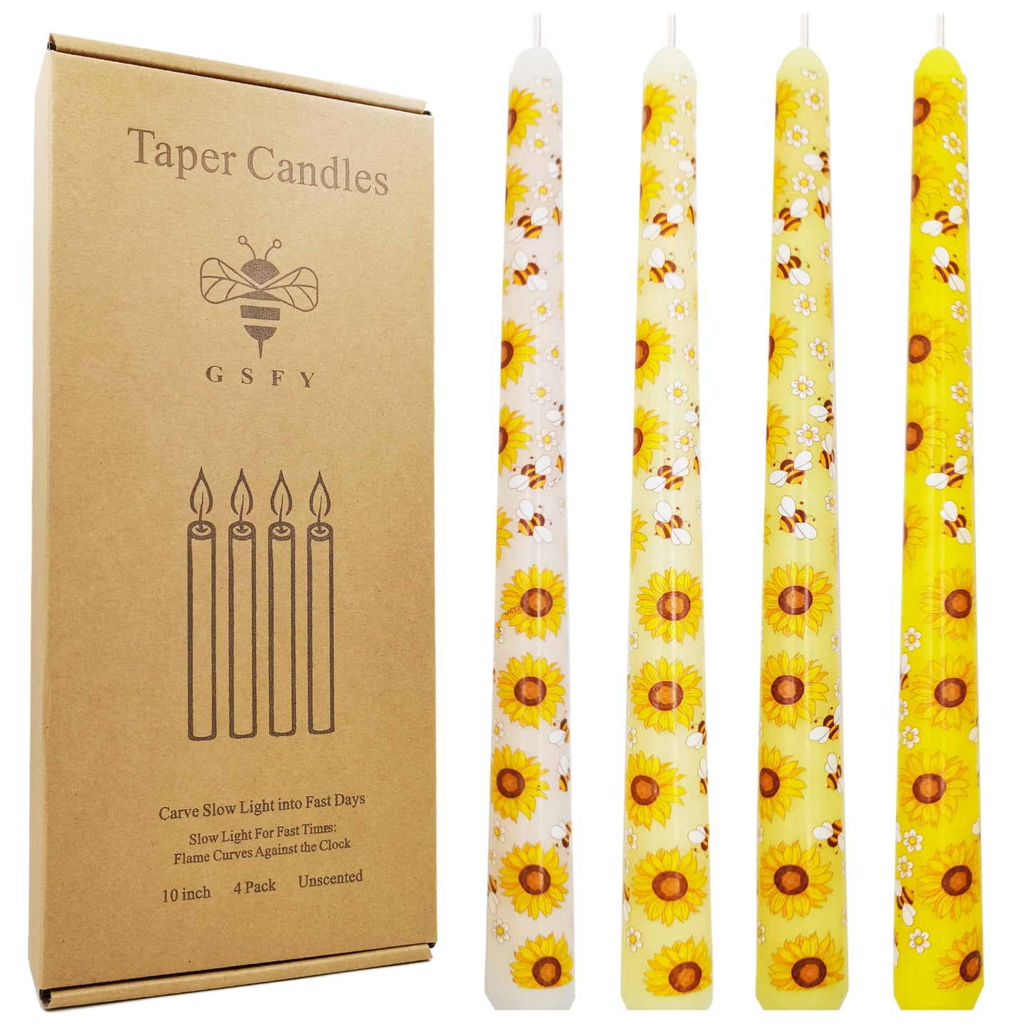 10 Inch Decorative Taper Candles, 4 Pack Birthday Balloon Print Candlesticks, Unscented Dripless Candles with Long Burn Time for Party, Holiday Table & Home Decor BST326H