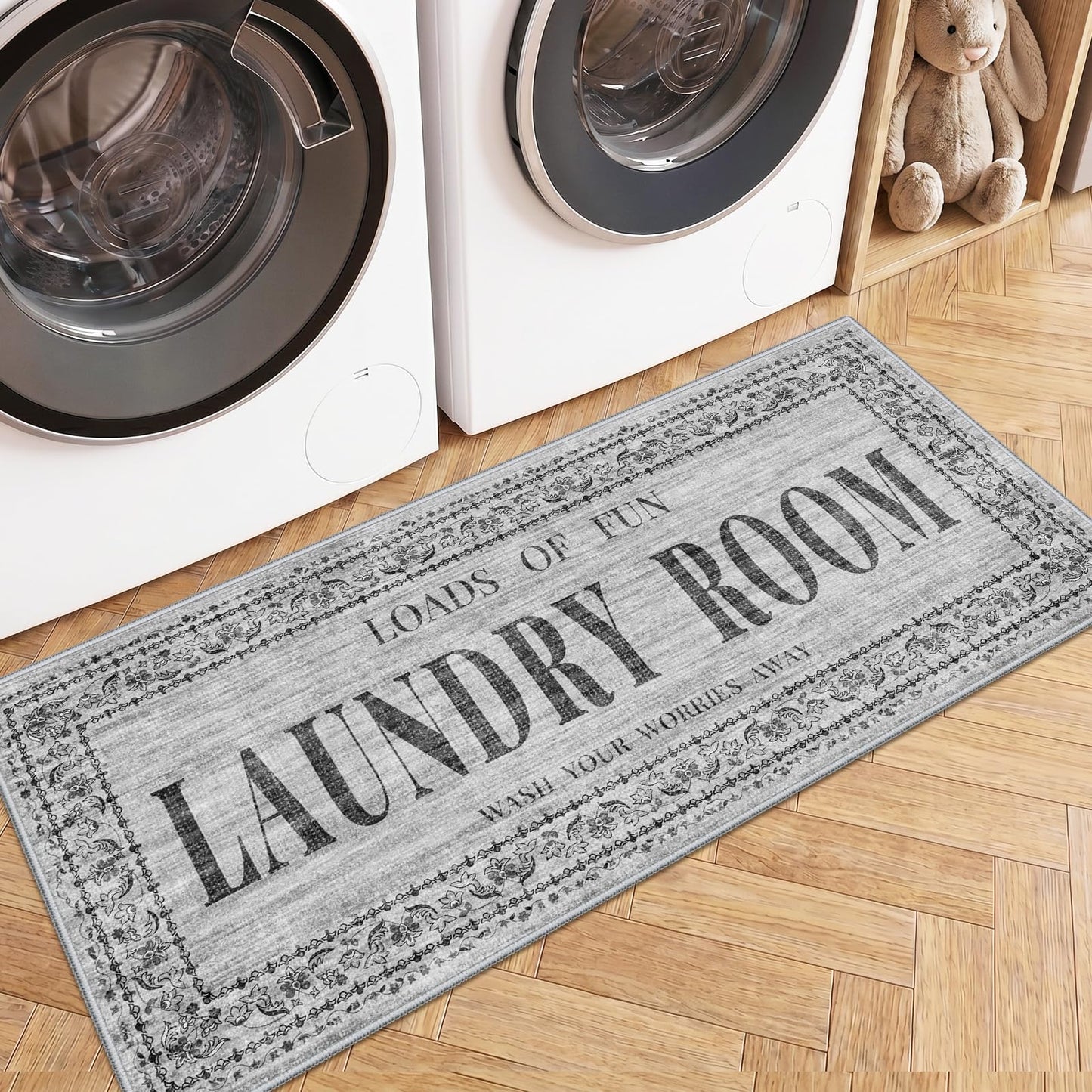 TOPRUUG 2x8 Kitchen Runner Rug: Non-Slip Kitchen Rugs Stain Resistant Kitchen Mats for Floor Low-Pile Carpet for Sink Soft Kitchen Runners Non Skid Washable 8 ft Mat Home Decor 2'x8' Beige BST202