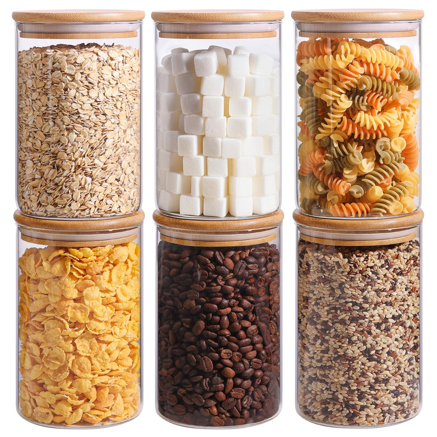 ComSaf Glass Storage Containers With Lids 0.5 Qt, 6 Pack Small Glass Jars | Small Glass Containers, Spice Jar 15oz, Candy, Family Snack Storage, Coffee Bar Organization, Size For Subpackage, BPA Free BST220