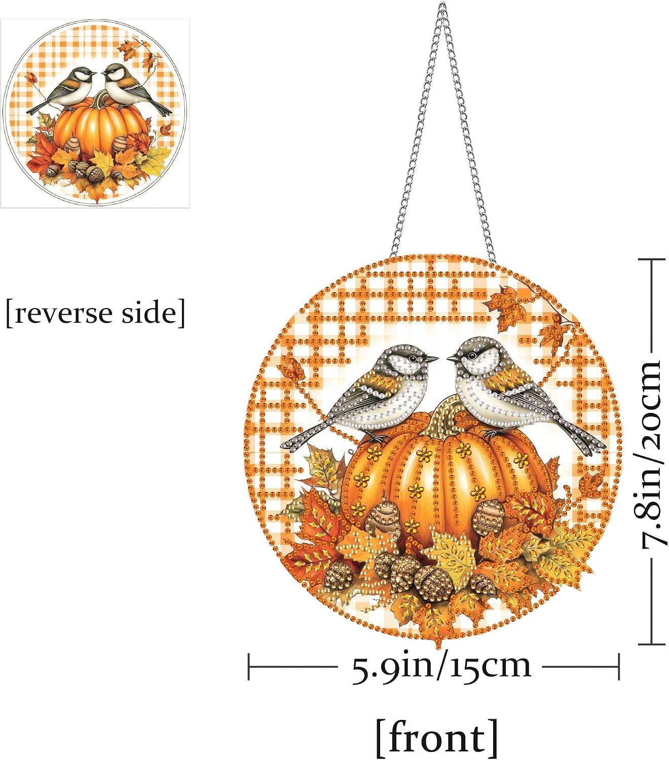 Hanging Diamond Art Kits for Adults Halloween Bird – 8x8 Inch Double-Sided Acrylic Board DIY Crystal Diamond Suncatcher Pendant, Sparkling Home Wall or Window Decoration Handmade Gift BST220