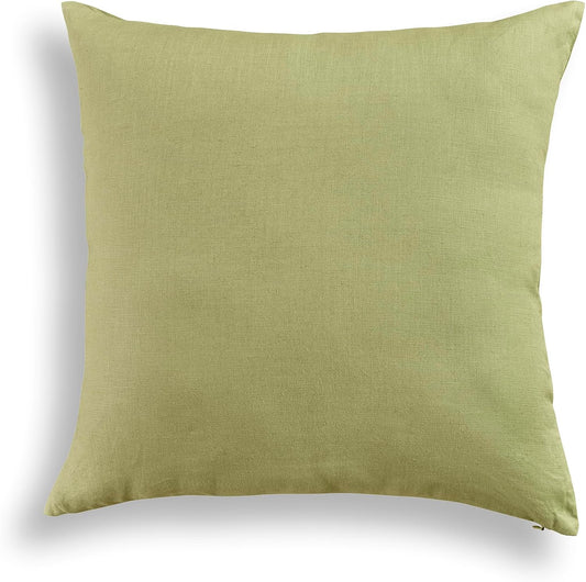 Solino Home 100% Pure Linen Pillow Cover Moss Green, Montauk 20 x 20 in | Cushion Sham a soft cushion cover for sofas, beds, benches and reading nooks | textured handwoven linen | OEKO-TEX Certified BST326SOLH