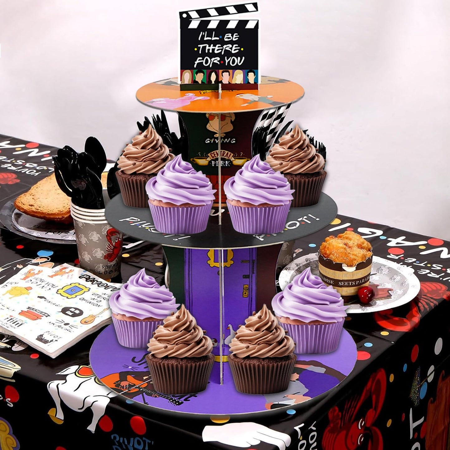 Tropical Hawaiian Birthday Cupcake Stands, Cartoon Movie Theme 3 Tier Paper Cupcake Rack Tropical Flower Party Decorations for Baby Shower Boys Girls Birthday Party Supplies (Fantasy Style) BST220