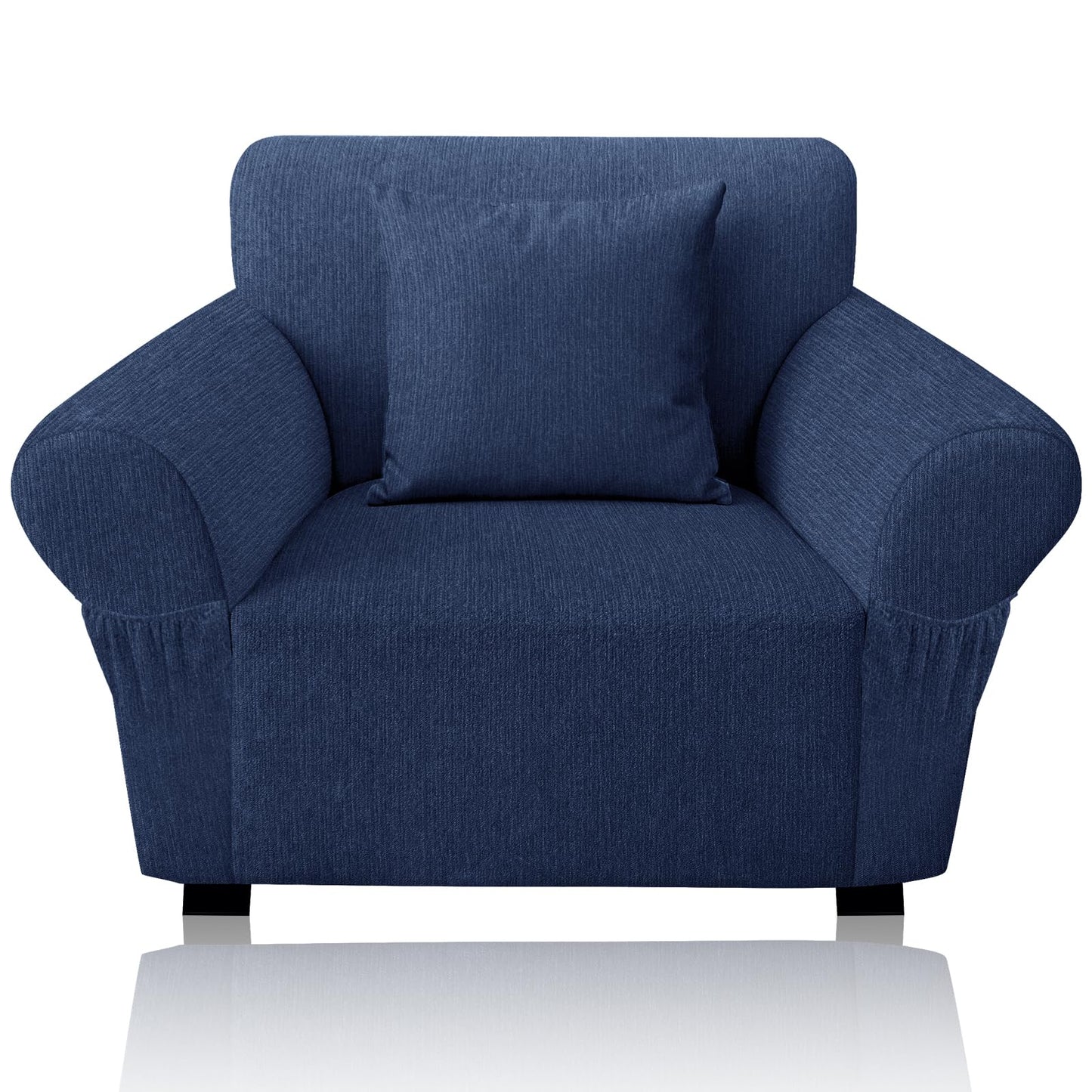 Sofa Slipcover with 2 Pillow Cover for 3 Cushion Couch, Non Slip Furniture Protector with Elastic Bottom, Washable Sofa Cover for Kids, Pets (Sofa, Navy) BST326H
