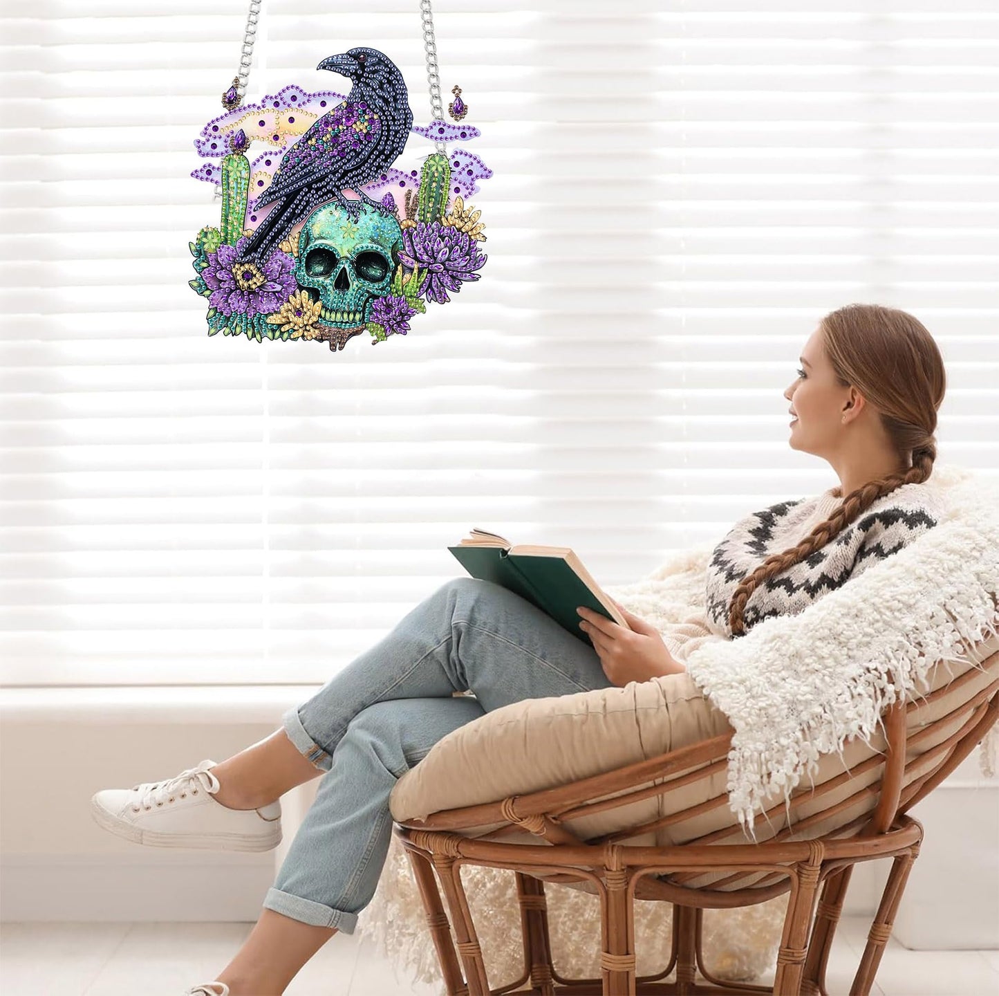 Bimkole Cat Diamond Art Hanging Kit for Adult, DIY 5D Animals Diamond Art Painting Window Pendant, Acrylic Crystal Art Hanging Ornament for Wall Home Garden Front Door Decor - 7.8x7.8 Inch BST220