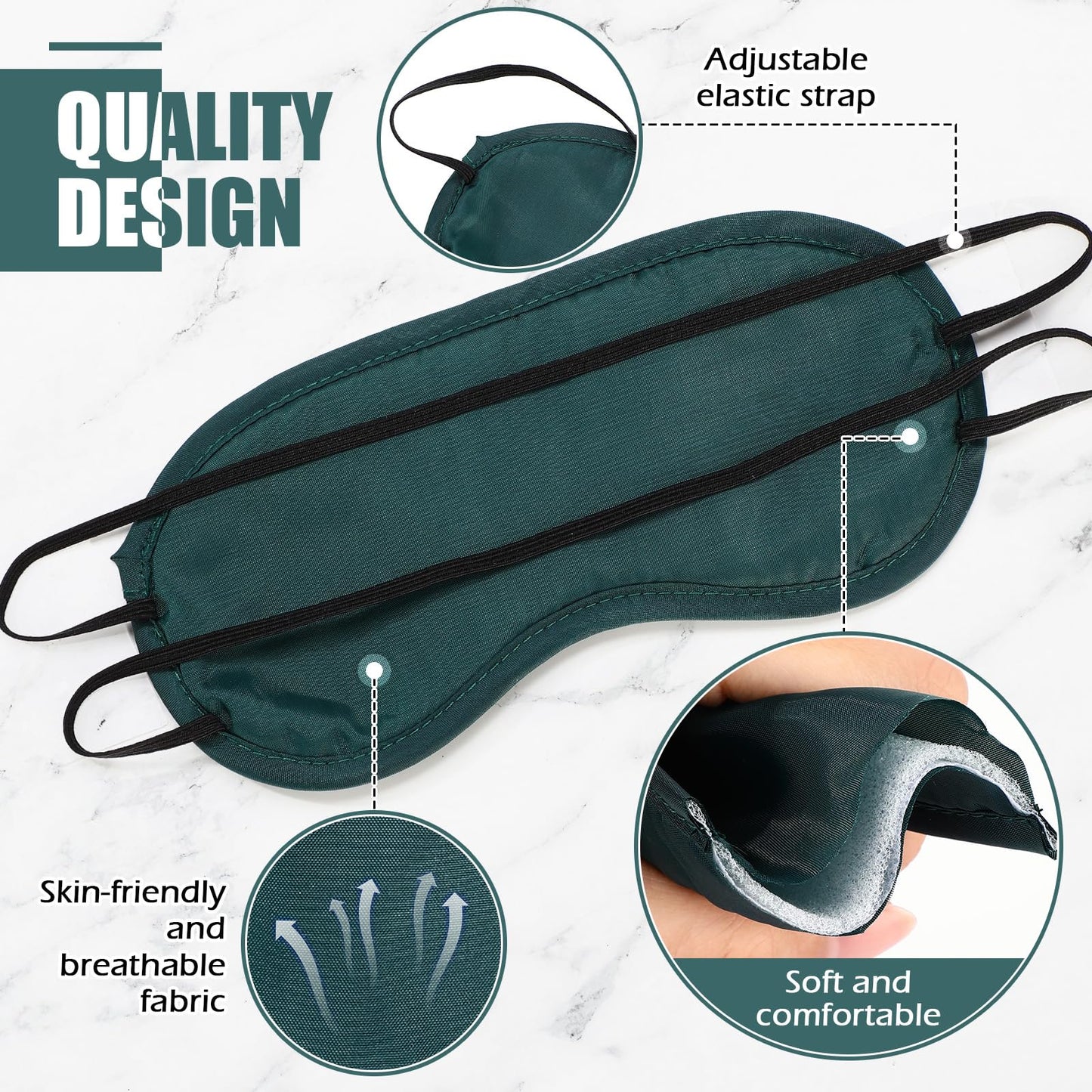 Tarpop 200 Pcs Eye Mask Sleeping Blindfold Eye Cover with Adjustable Strap for Games Party Team Building Travel Individually Wrapped Sleep Mask for Women Men (Blue)
