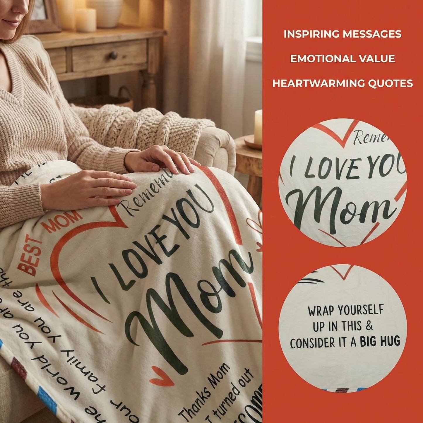 Mothers Day Gifts - Super Soft Warm Personalized Throw Blanket, Mothers Day Blanket, Mother's Day, Anniversary and Birthday Gifts for Mom from Daughter Son (60x80) BST202