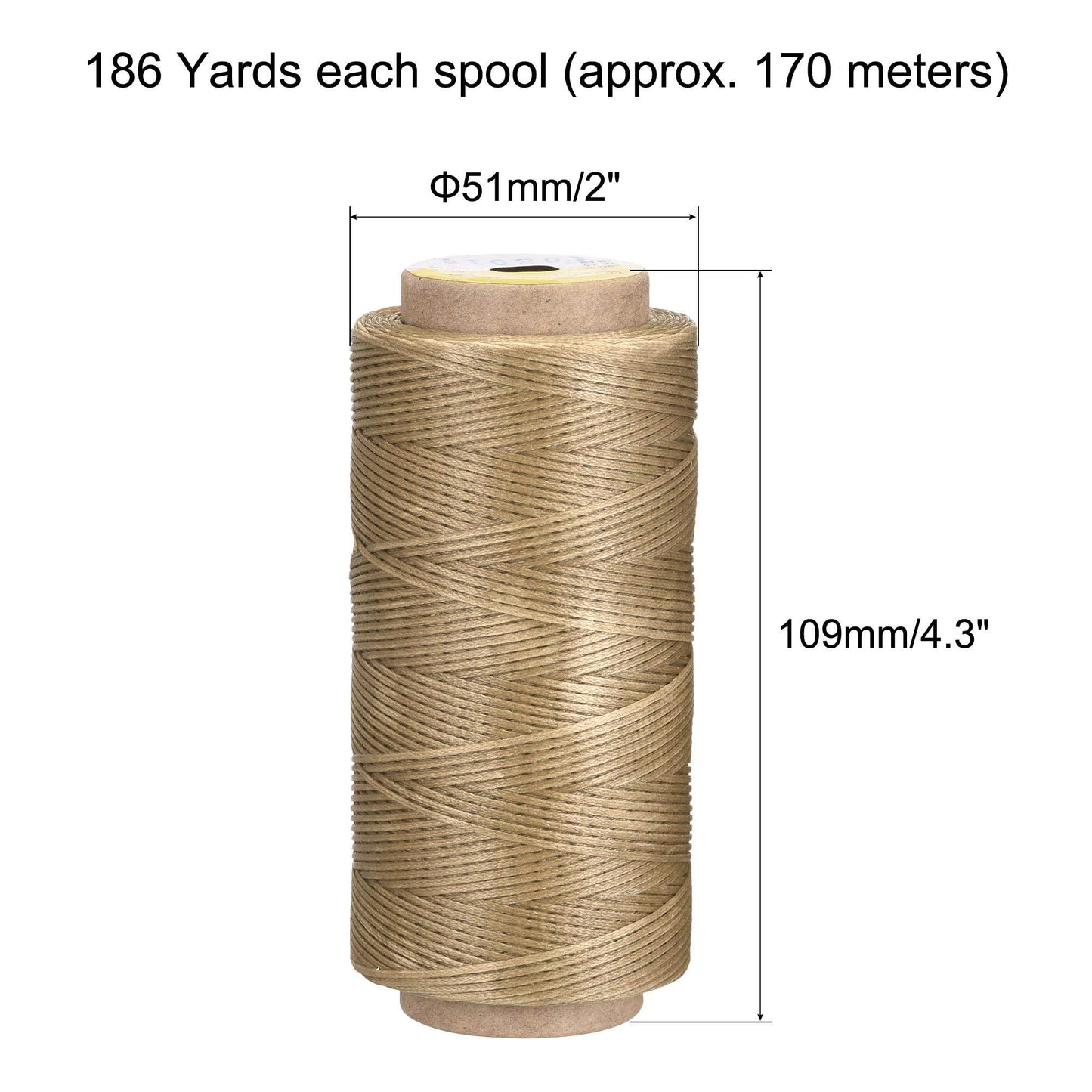 uxcell Leather Sewing Thread 186 Yards 210D/1mm Polyester Waxed Cord for Manual Sewing, Wheat BST326H