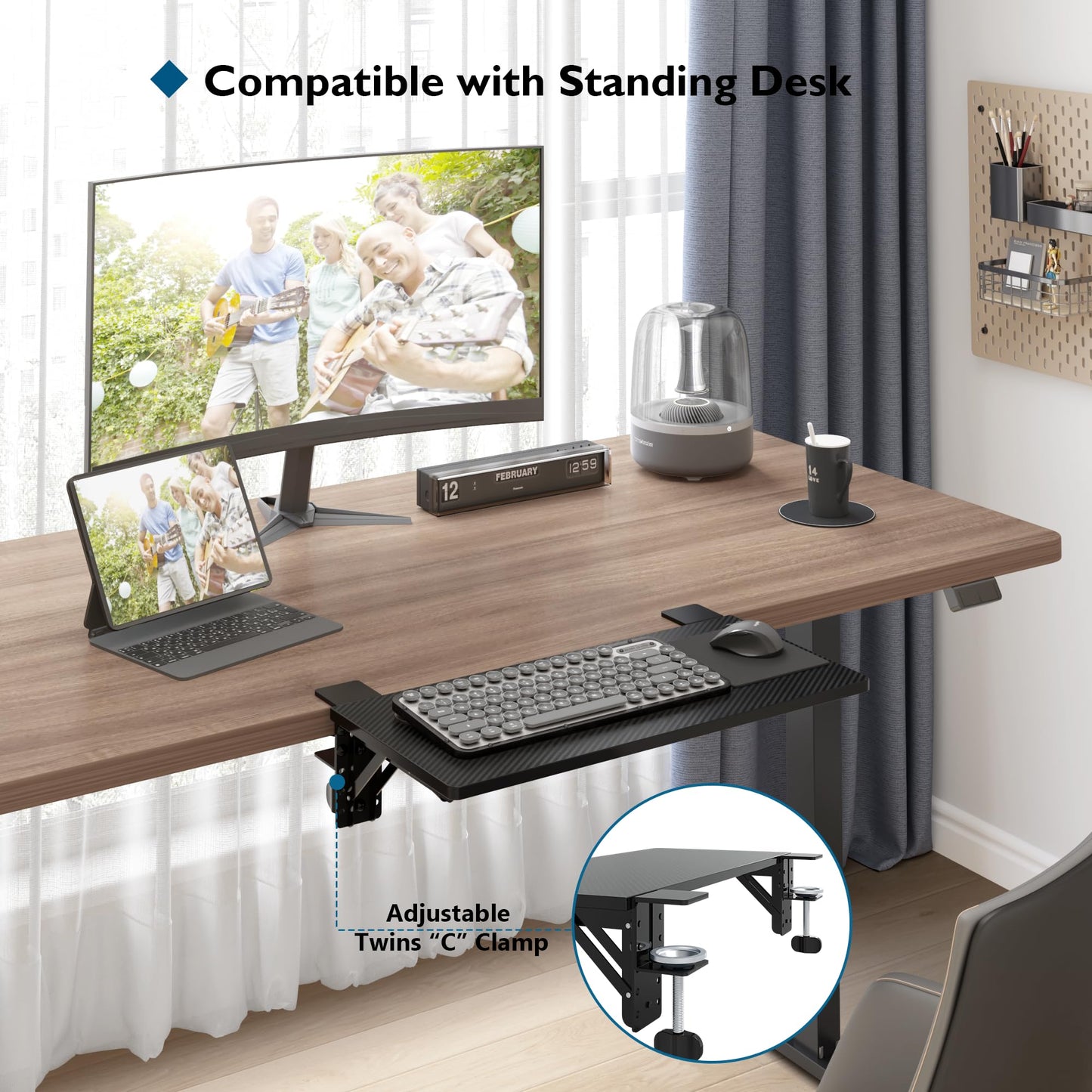 BONTEC Ergonomic Desk Extender Tray, 9.5"x9.1" Wrist Rest Shelf | 90°Foldable Elbow Support, Table Mount Arm, Clamp on Computer Arm Rest for Desk, Office & Home Use,Durable Easy to Install BST202