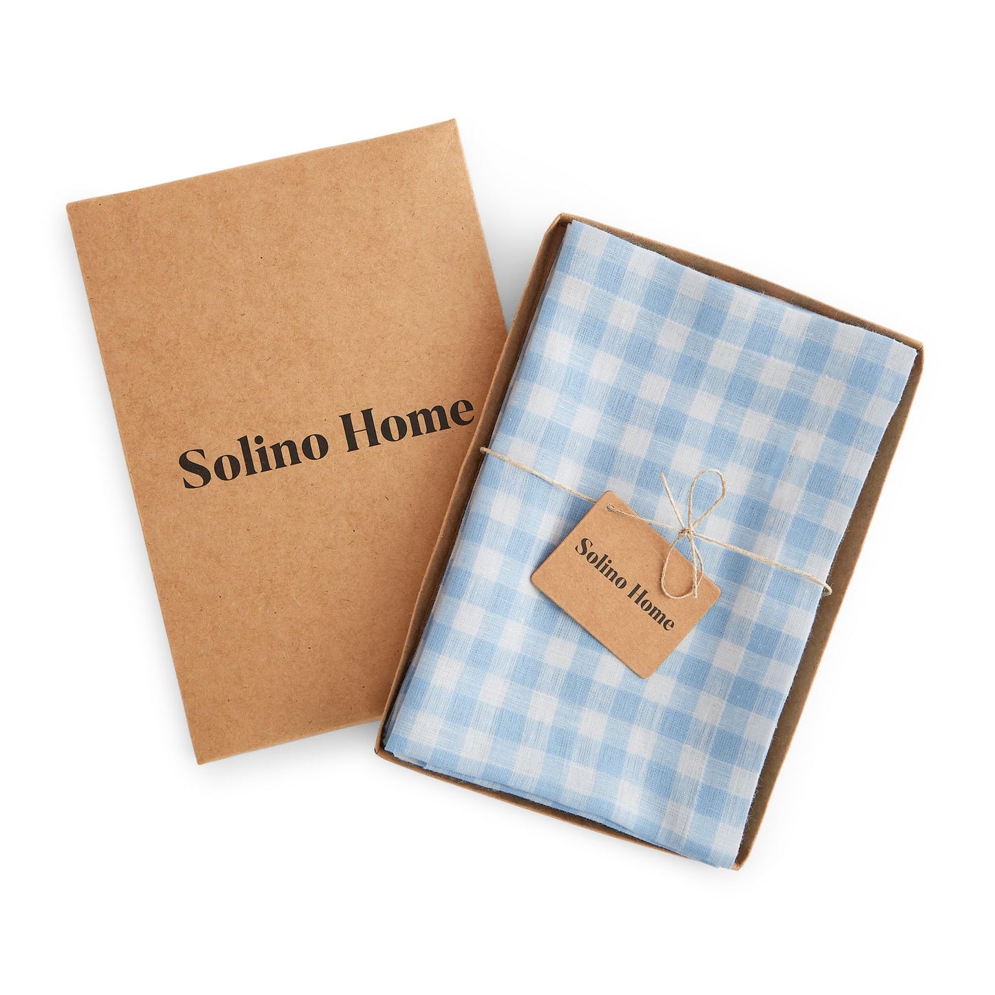 Solino Home 100% Linen Napkins Hydrangea Blue Check, 20 x 20 in, Set of 4 | Gingham Check Cloth Napkins for everyday meals, hosting and gifting; gingham checkered weave; Pure Linen; OEKO-TEX Certified BST326SOLH