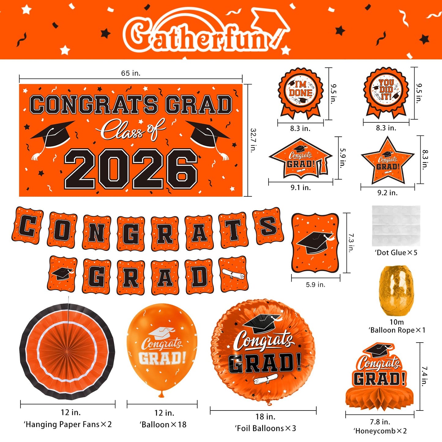 Black and Gold Themed 2026 Graduation Decorations Set - Congrats Grad Banner, Class of 2026 Backdrop, Balloons & Streamers Kit - Graduation Party Supplies for High School & College Celebrations BST326H