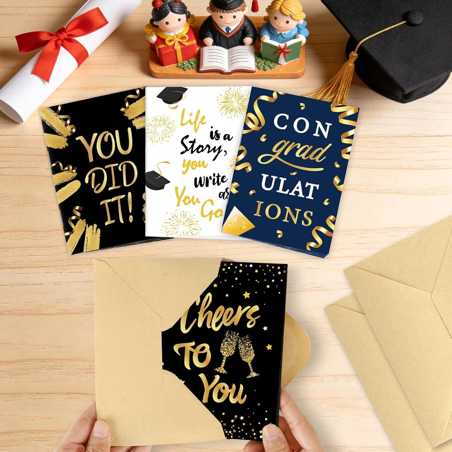 4 Sets Graduation Gift Card Book, Congrats Grad Money Holder Cards with Envelopes, Graduation Gift Card Booklet Organizer for Class of 2026, Students, Friends BST326L