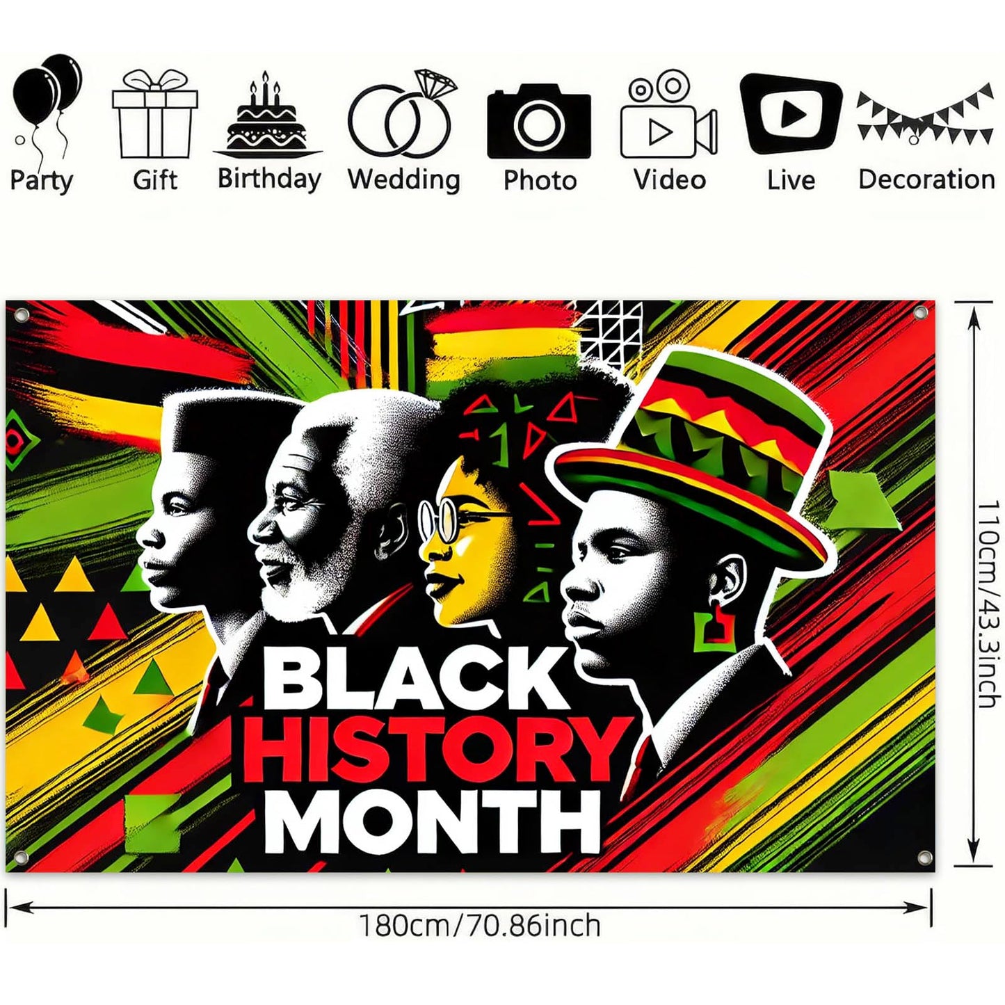 HOMETITUTE Black History Banner African Culture Power Decorations 71 x 43 Inch BST326H