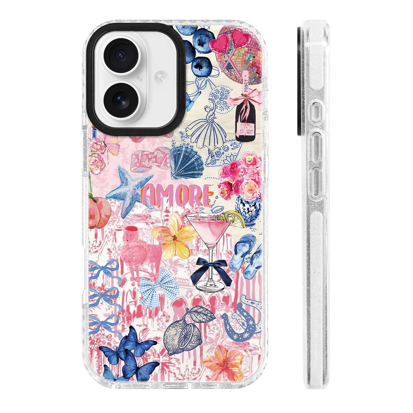 for iPhone 16 Pro Case [Military-Grade Drop Protection/Stylish Soft TPU Protective/Camera Protection/for Women & Girls] - Beach Party Collage Pattern with Mermaid WN420