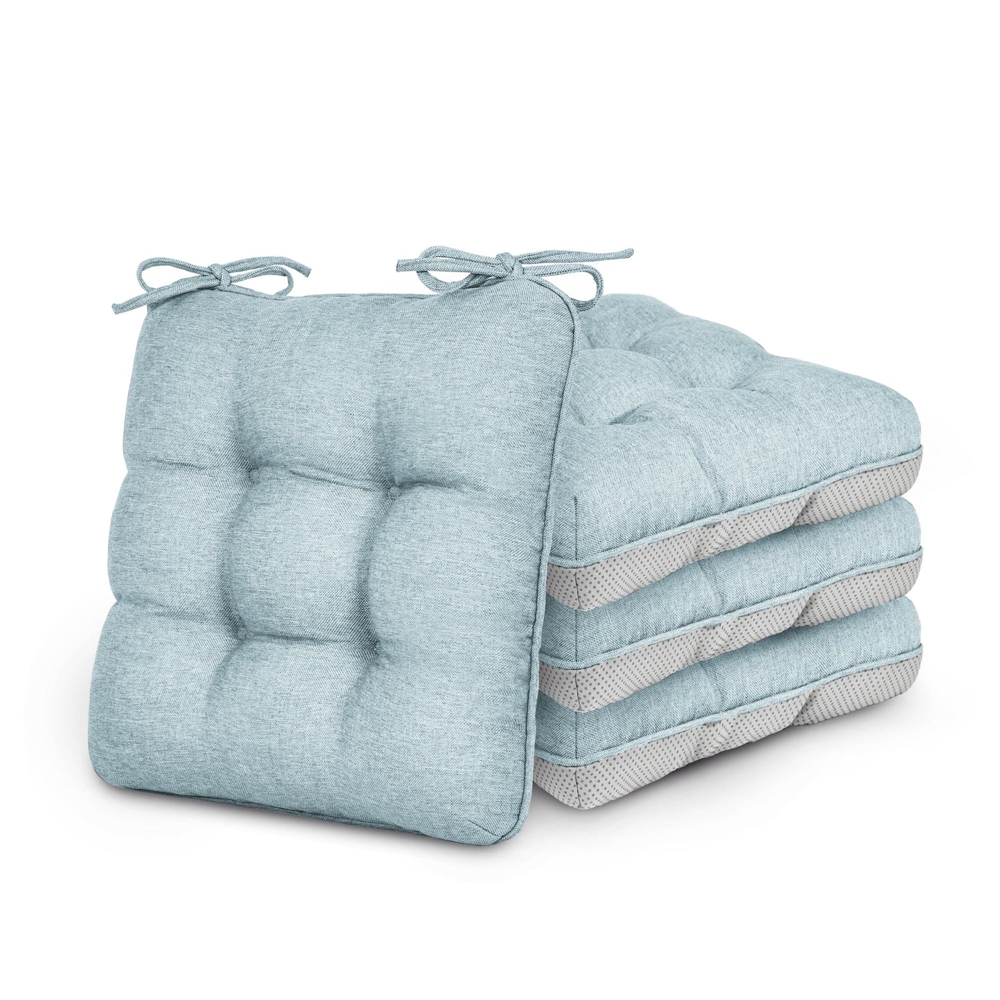 Love's cabin Memory Foam Chair Cushions Set of 4, 15.5"x15.5"x3.5" Indoor & Outdoor Seat Pads for Dining, Kitchen, Office, Patio Chairs - Green BST220