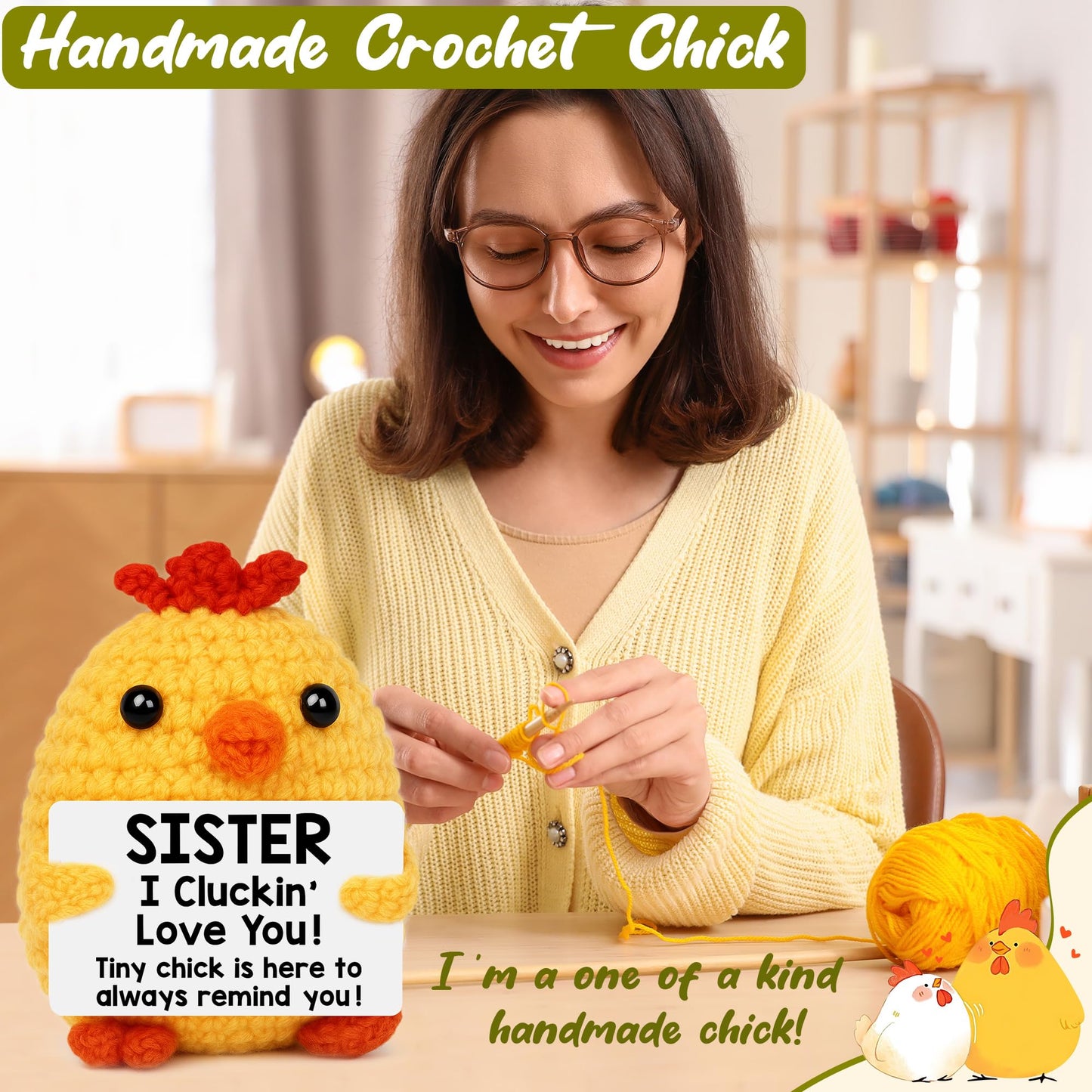Grandma Birthday Gifts from Grandkids, New Grandma Grandmother I Love You Gift, Grandparents Day Gifts for Grandmas Grandmother Nana Gigi, Christmas Stocking Stuffers Funny Handmade Crochet Chicken BST220
