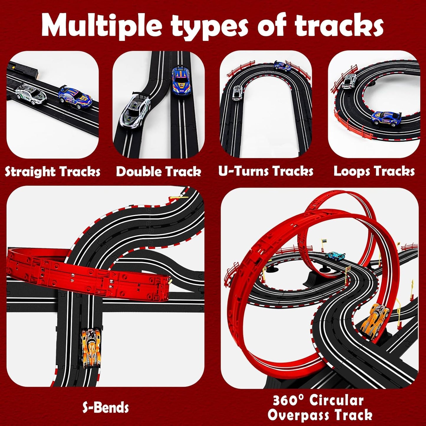 COVSEN Track Master 30 FT Slot Car Race Tracks Sets Toy 63